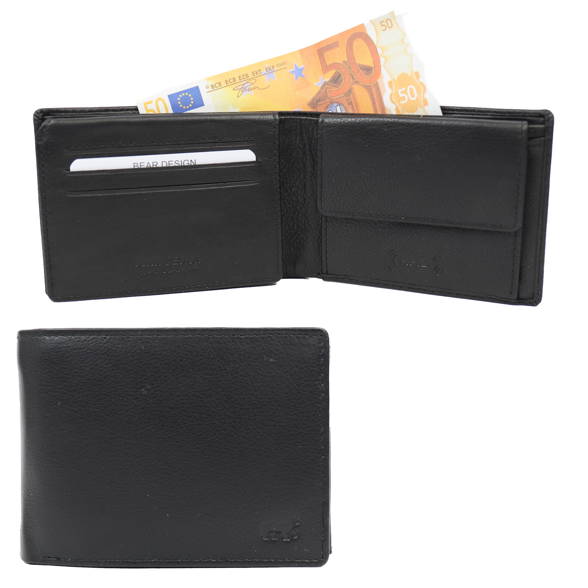 Ruime herenportemonnee/billfold 'Joep' zwart