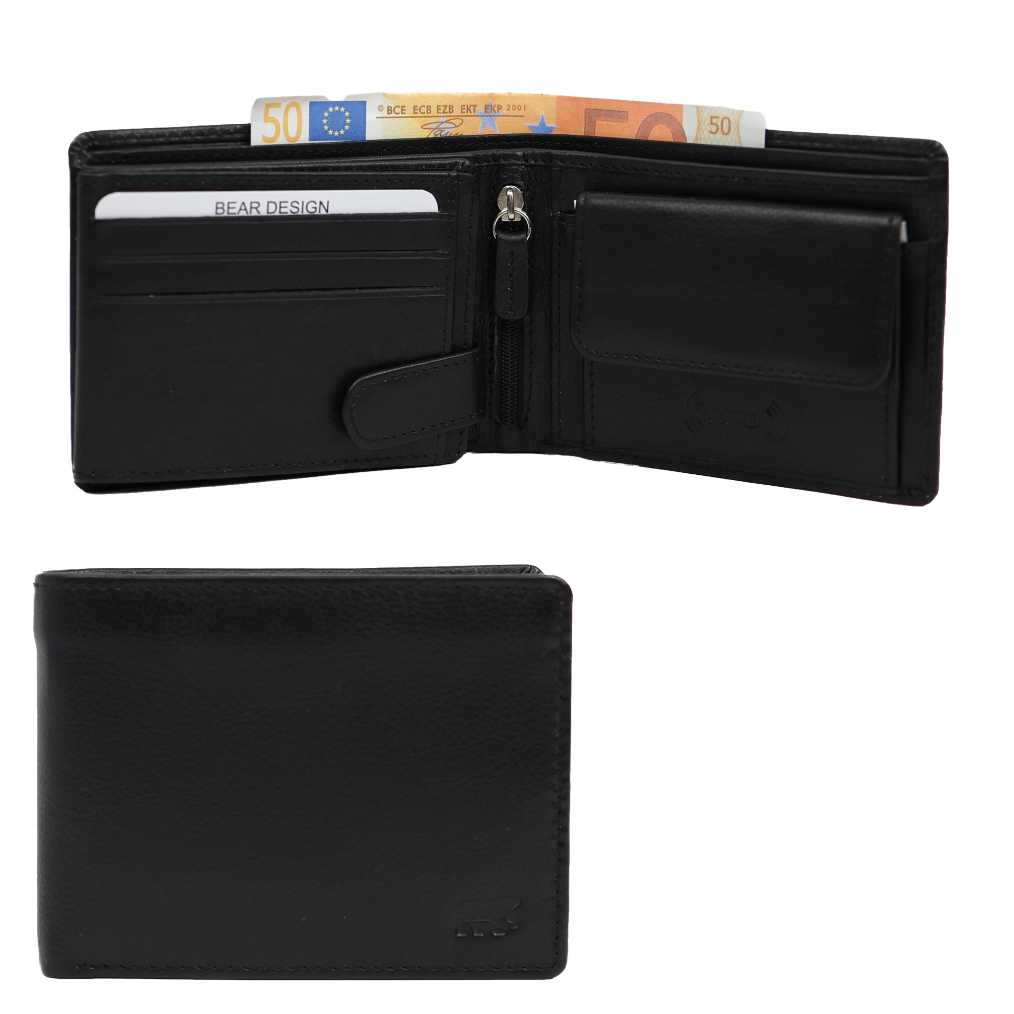 Kleine heren portemonnee/billfold 'Joost' zwart