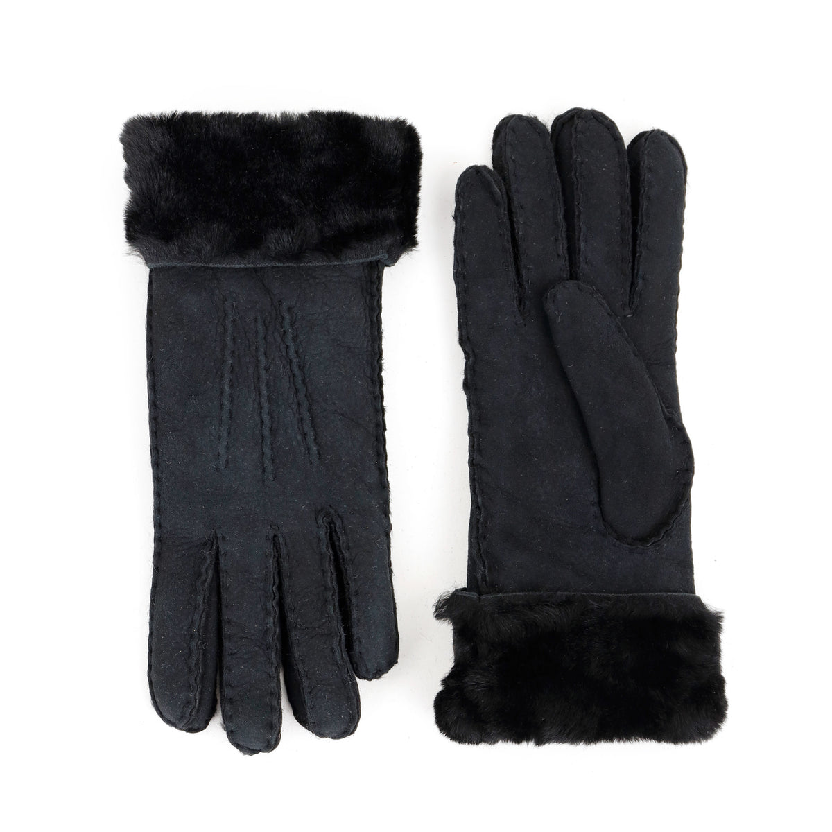 Schapenwollen dames handschoenen 'Elise' zwart