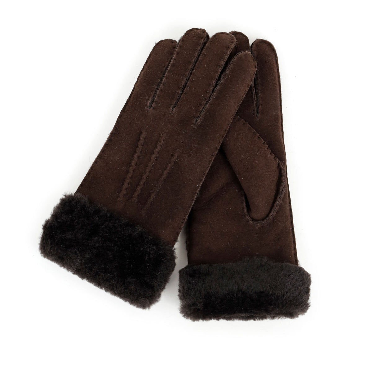 Women's Sheepskin Gloves 'Elise' – Dark brown