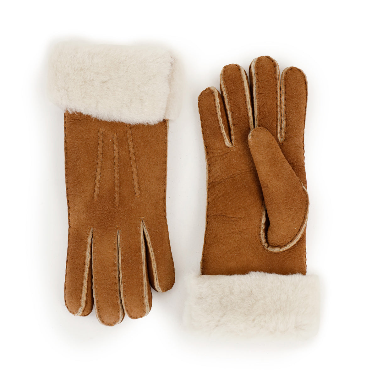 Schapenwollen dames handschoenen 'Elise' dark chestnut