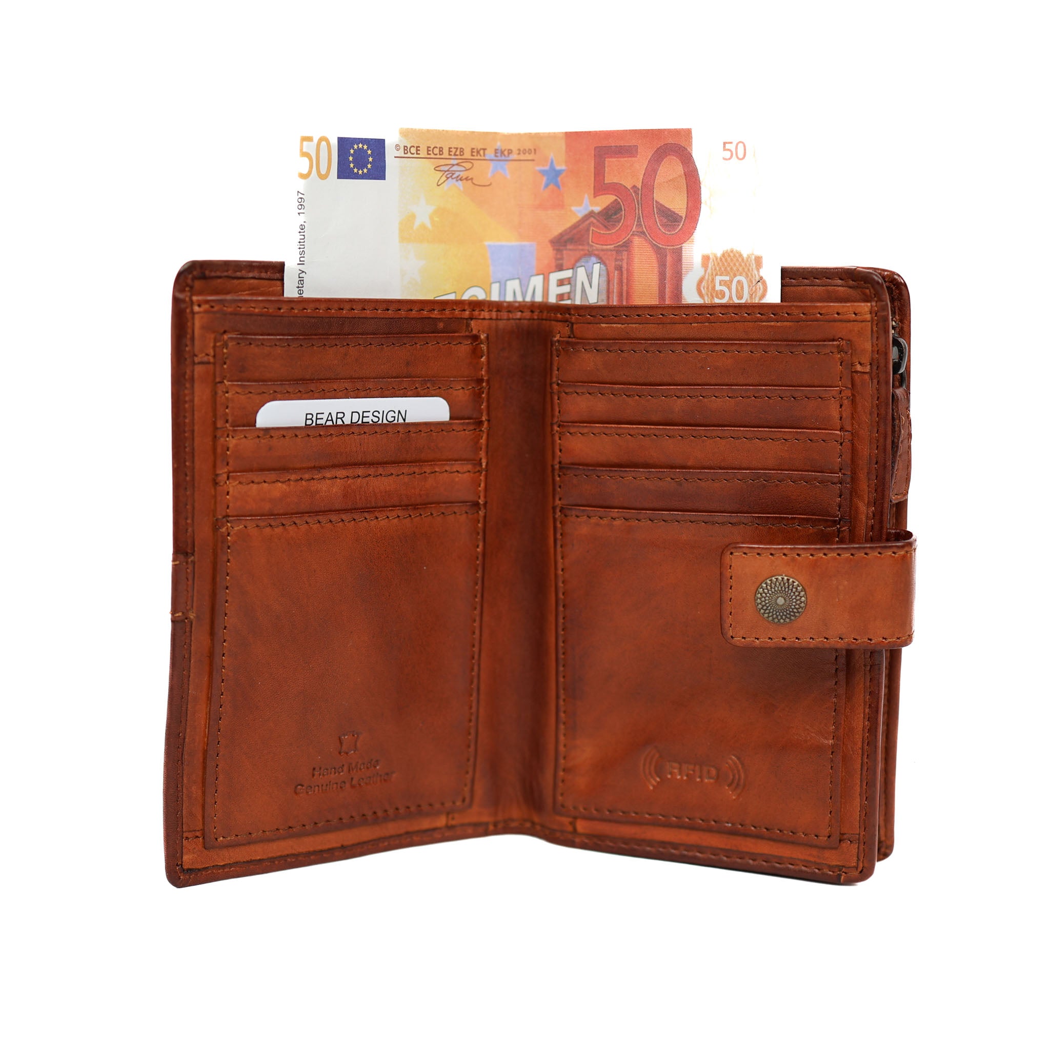 Wallet 'Sanne' cognac studs - CL 15087
