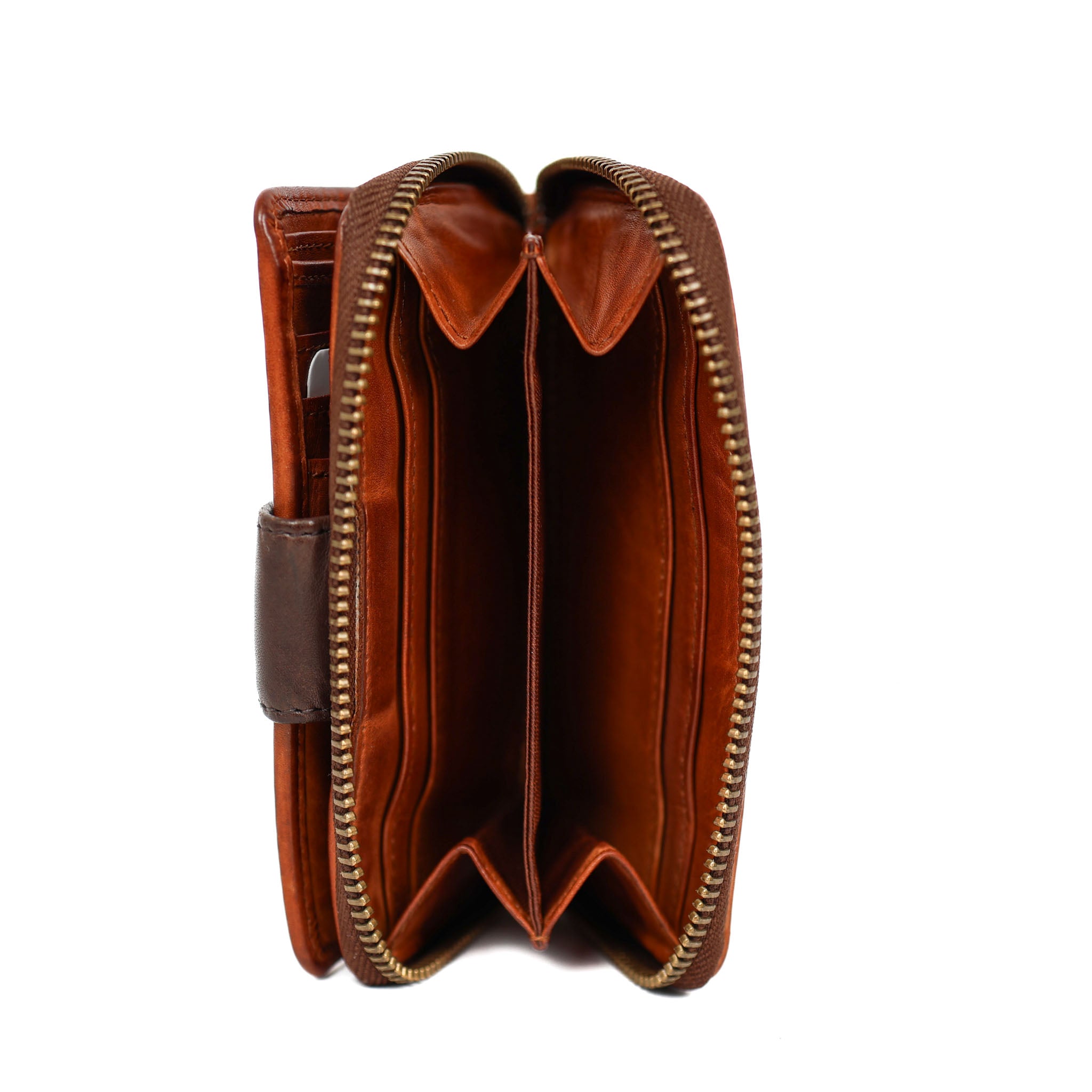 Zipper wallet 'Loet' cognac - CL 13550