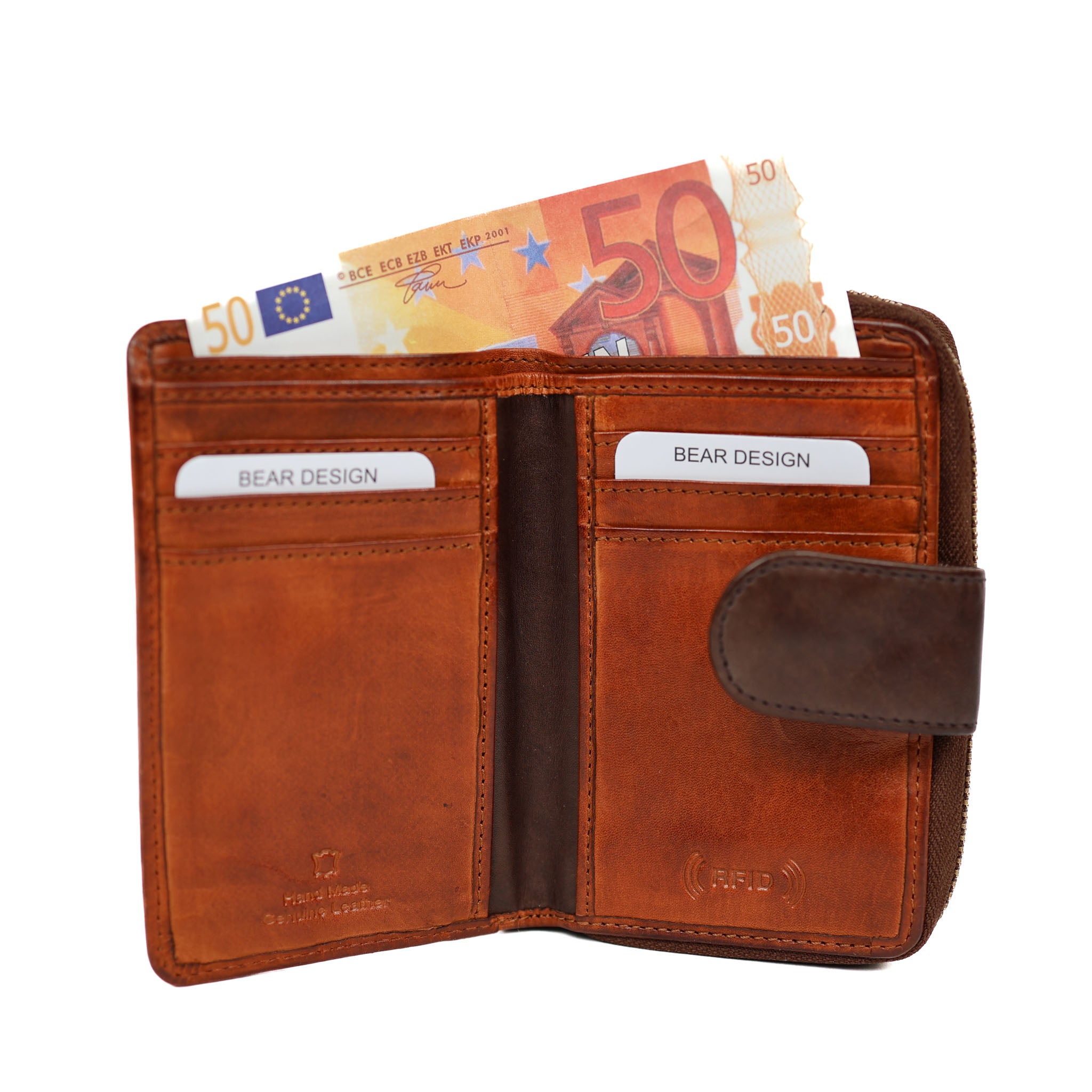 Zipper wallet 'Loet' cognac - CL 13550