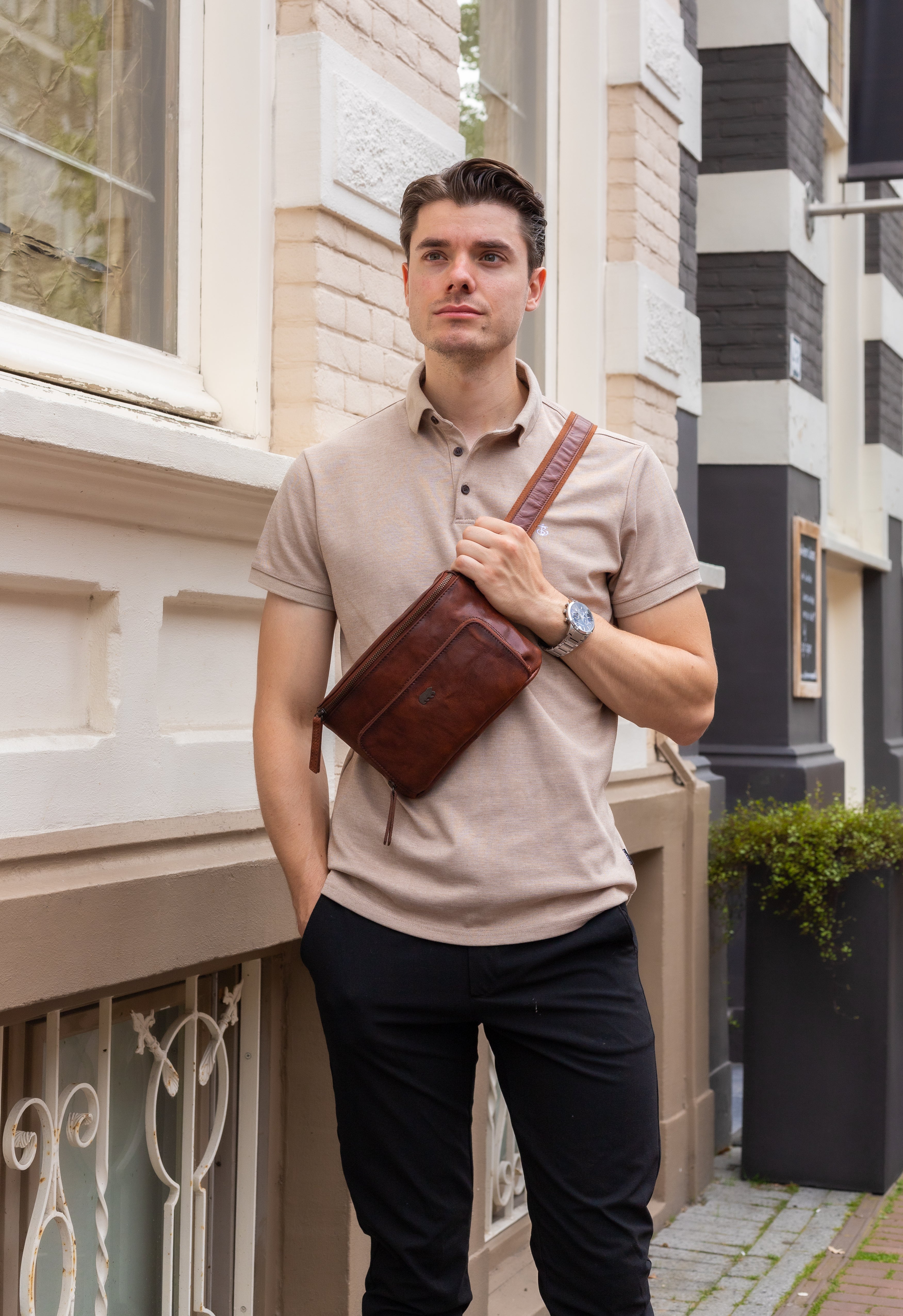 Waist bag 'Riley' cognac