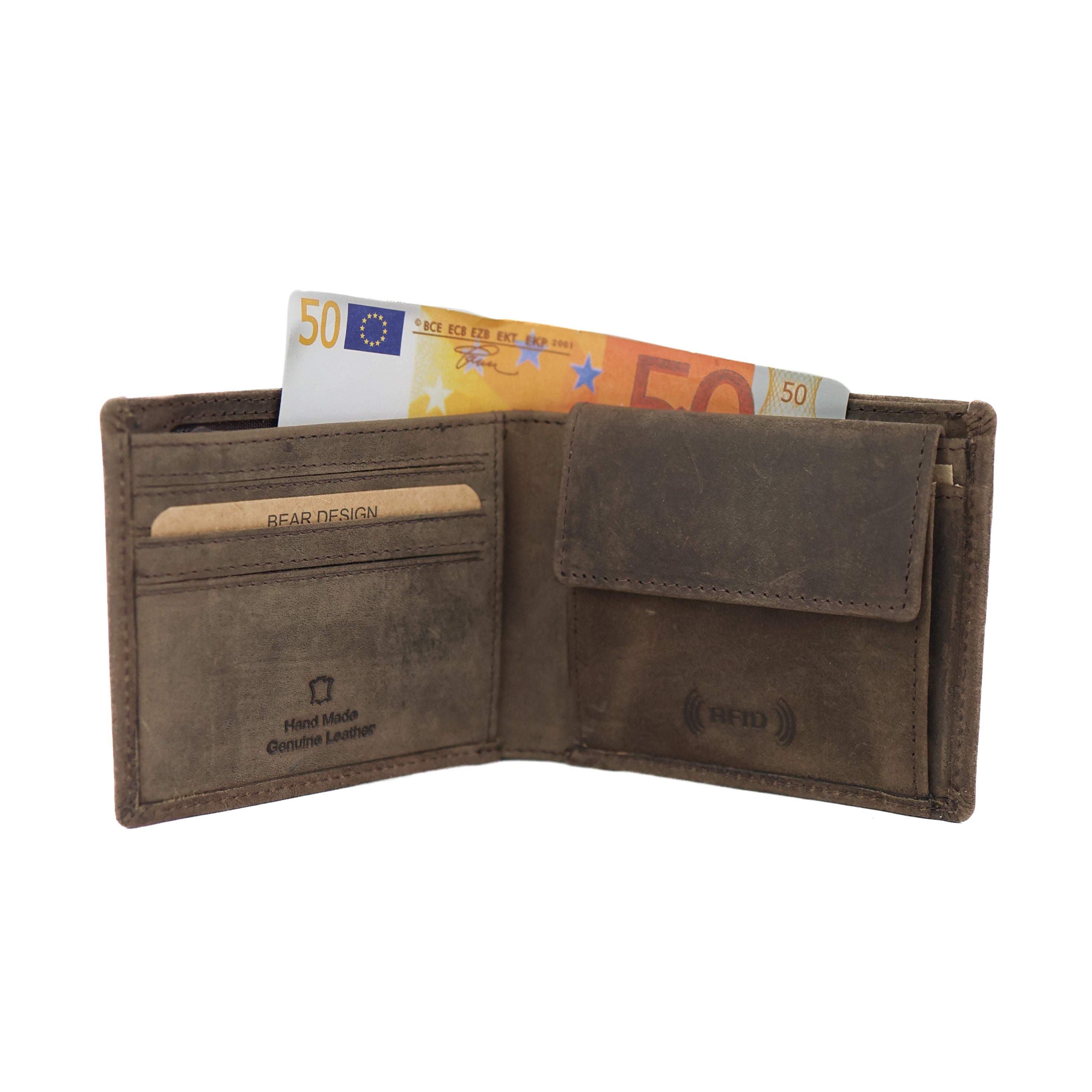 Dunne heren portemonnee/billfold 'Kevin' bruin