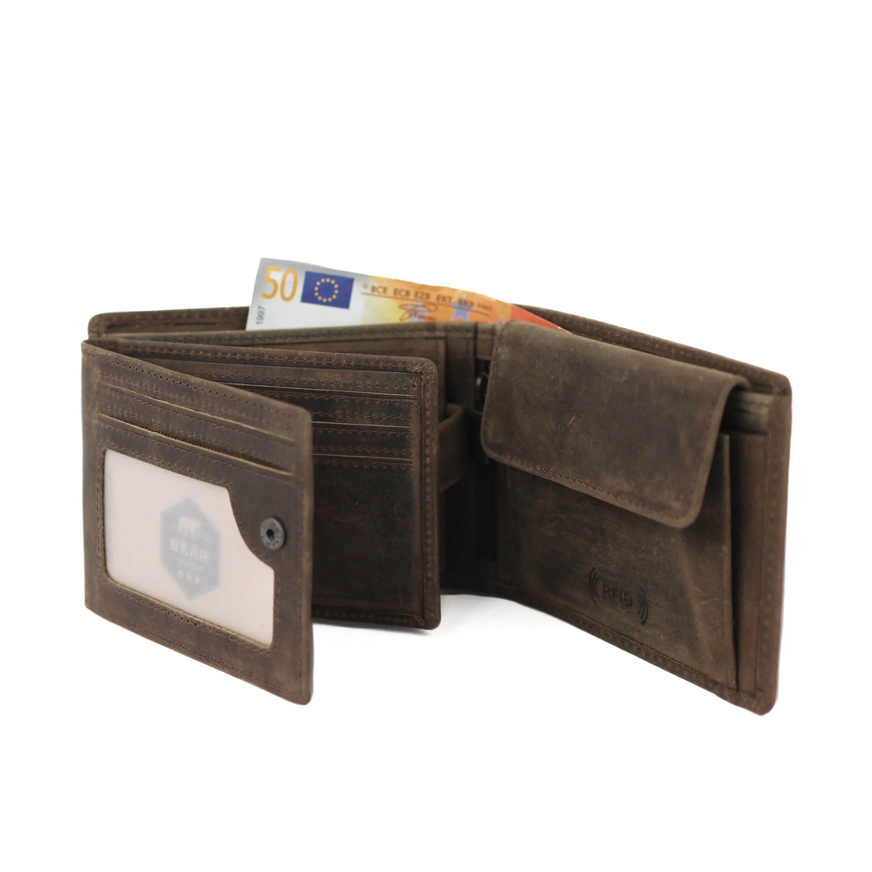 Ruime herenportemonnee/billfold 'Tijn' bruin