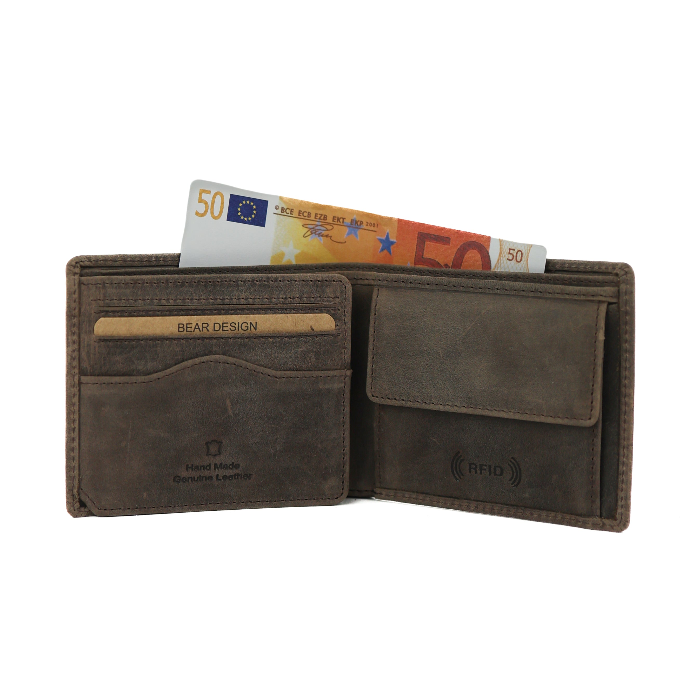 Kleine heren portemonnee/billfold  'Tom' bruin