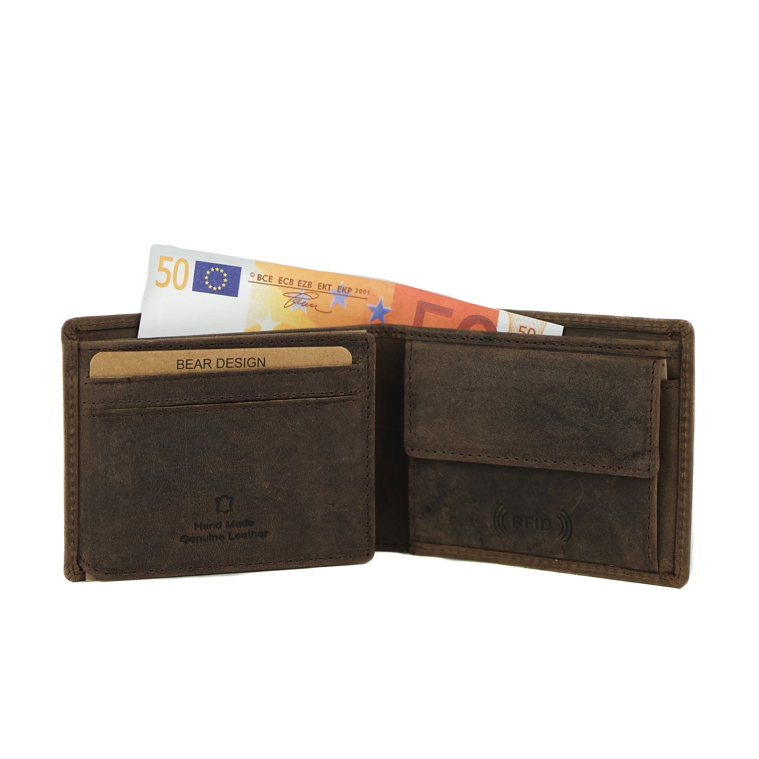 Kleine heren portemonnee/billfold 'Lucas' bruin