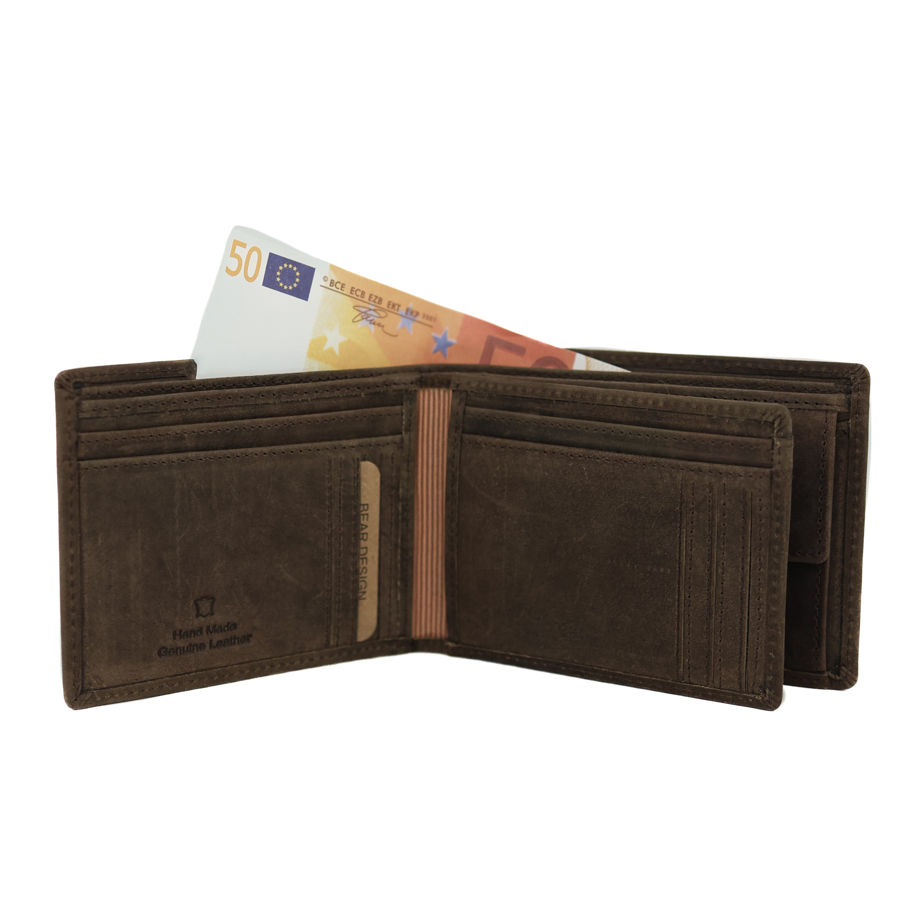 Ruime herenportemonnee/billfold 'Floris' bruin