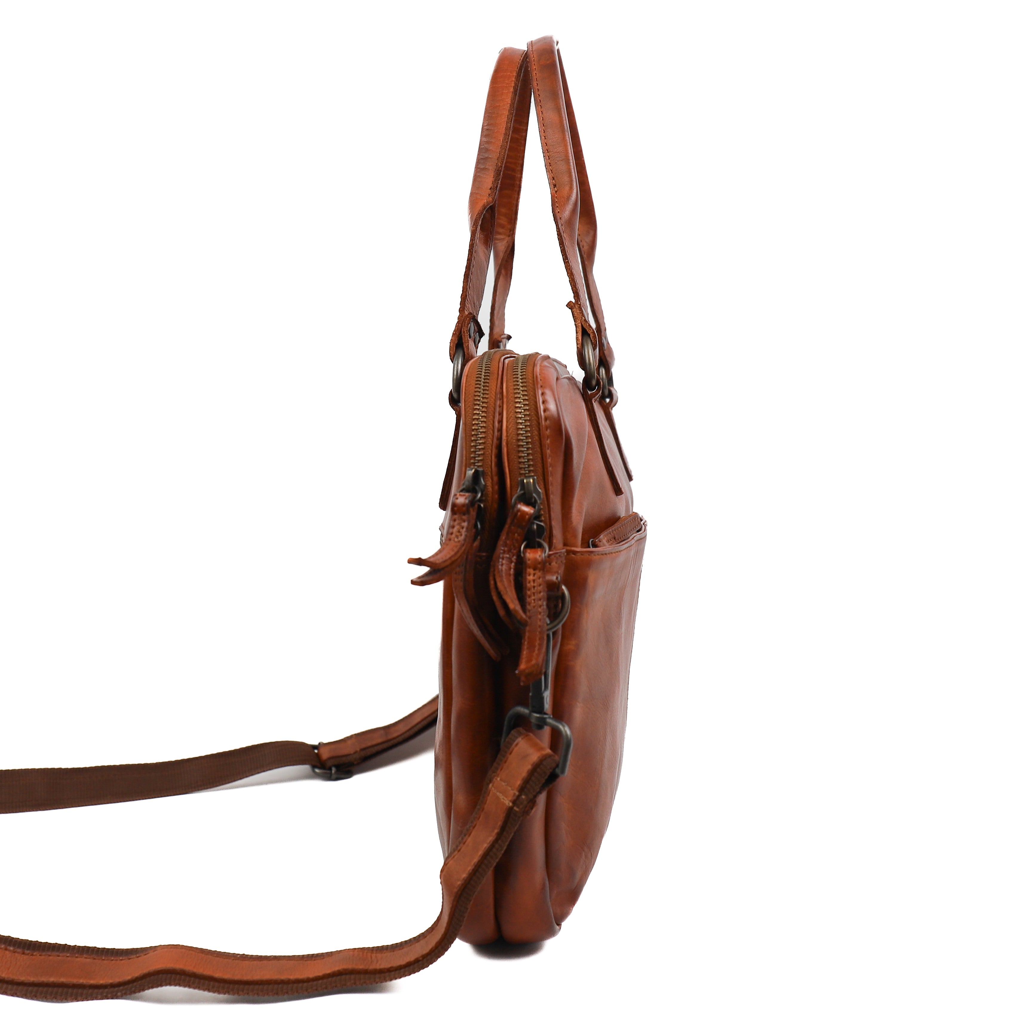 Laptop bag 'Teun' cognac - CL 41022