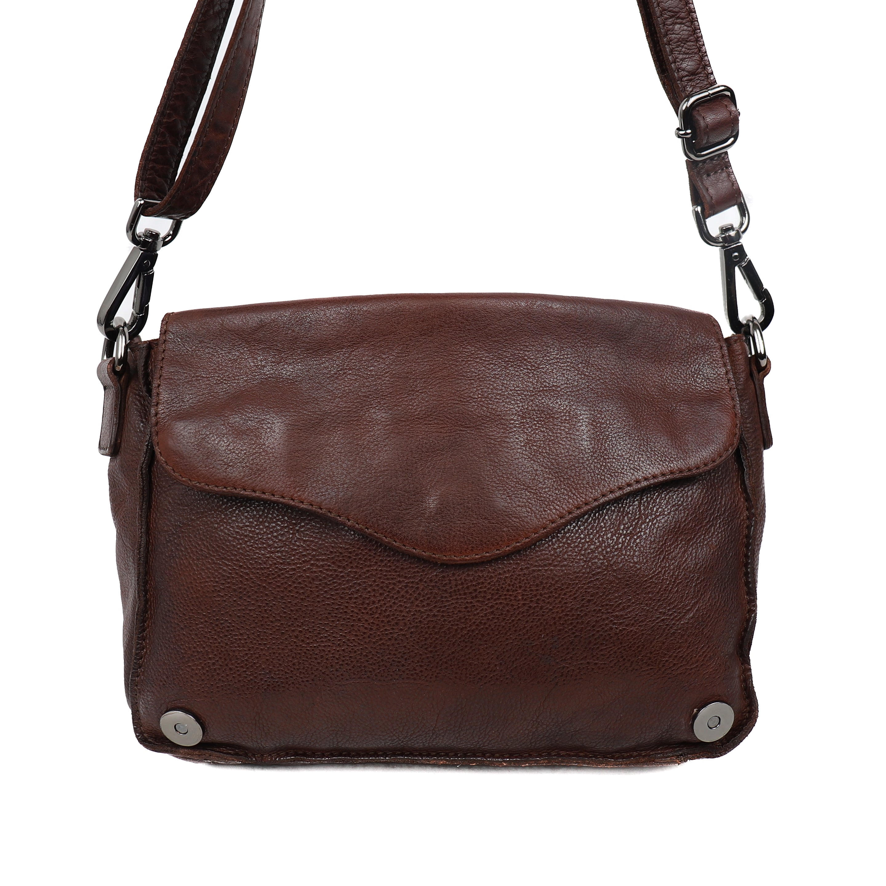 Shoulder bag with flap 'Rens' dark brown