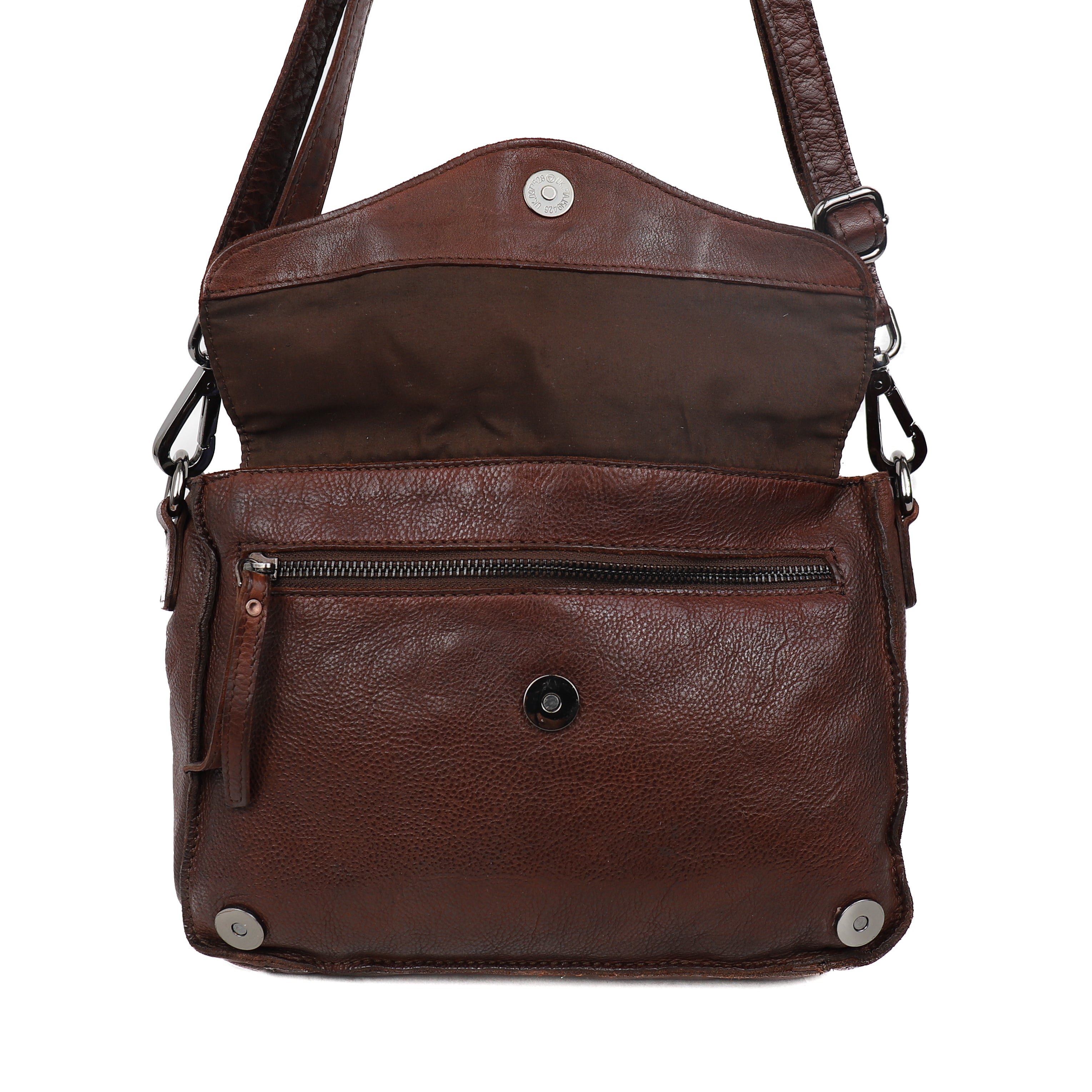 Shoulder bag with flap 'Rens' dark brown