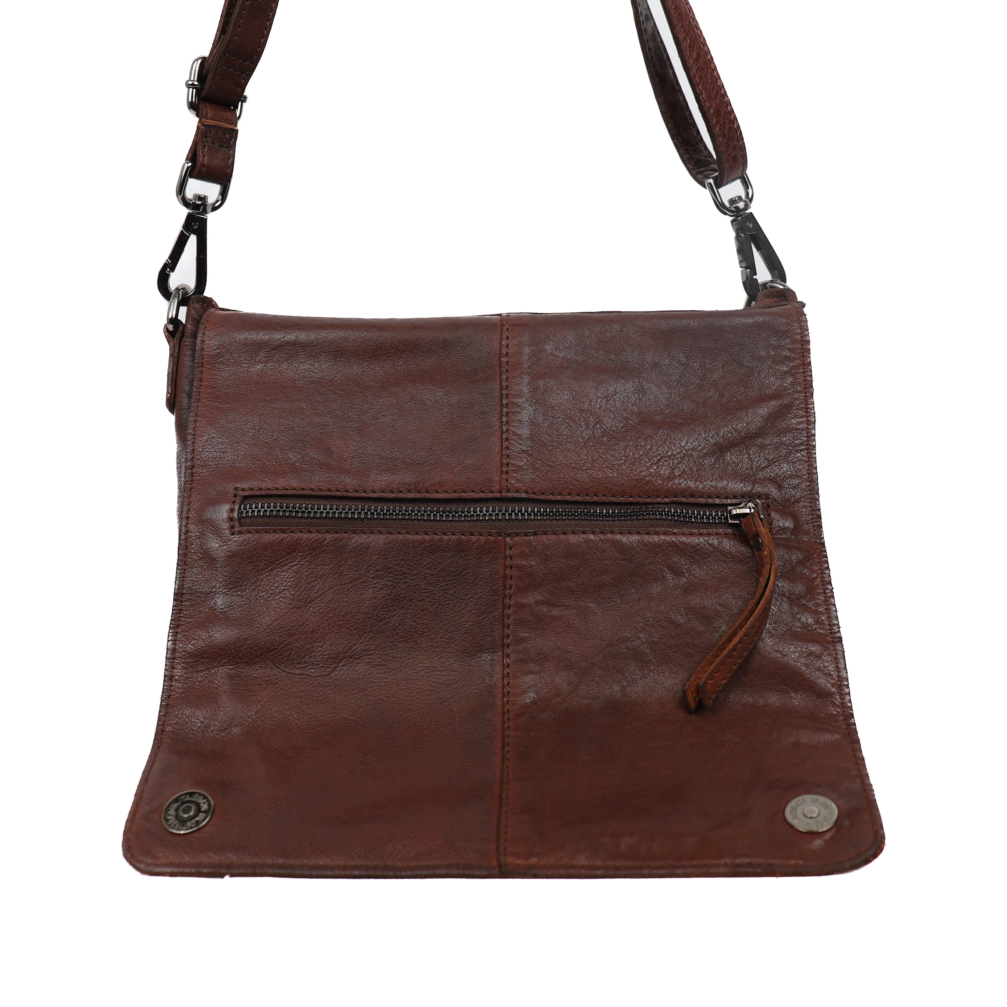 Shoulder bag with flap 'Rens' dark brown