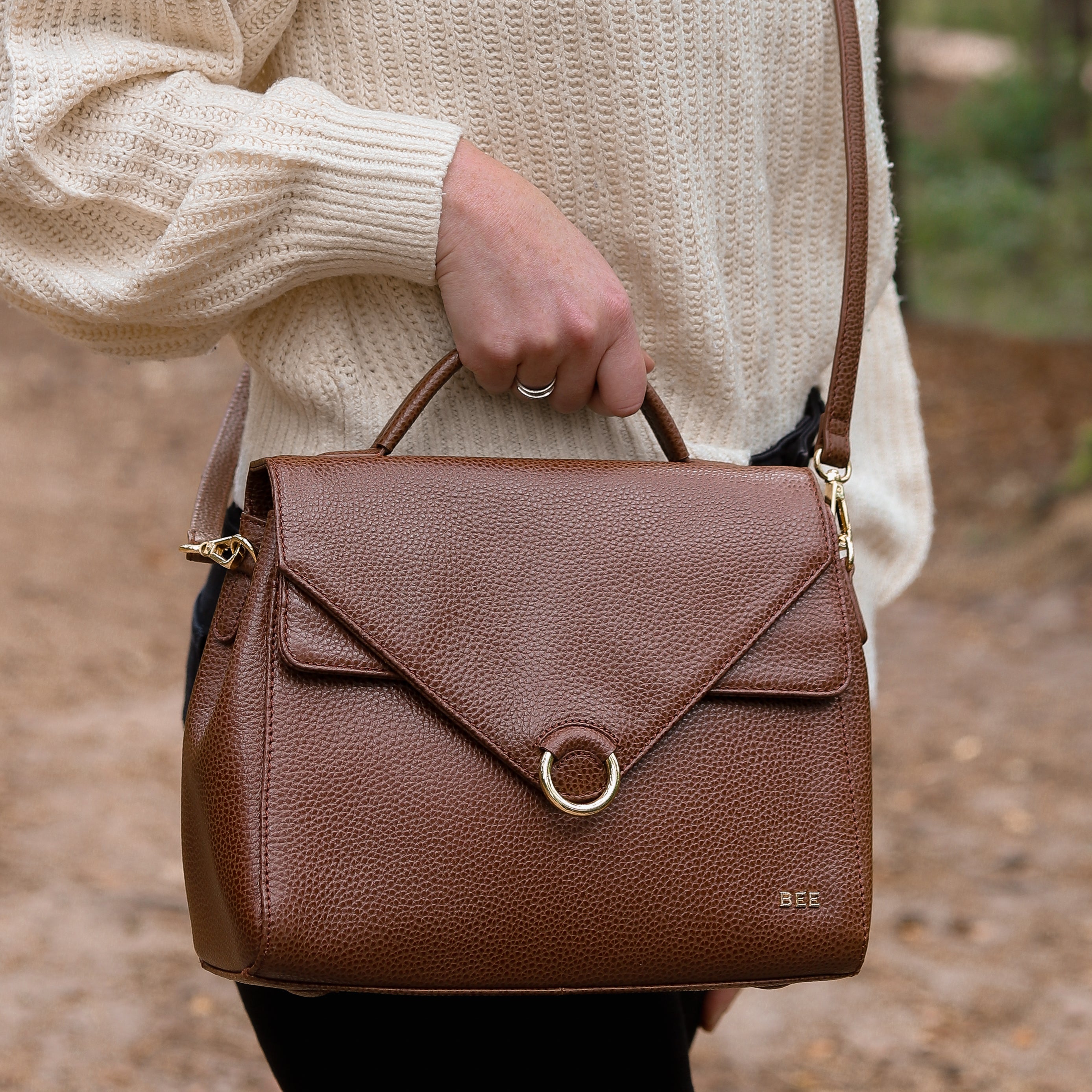 Hand/shoulder bag 'Faye' Tipping Tan