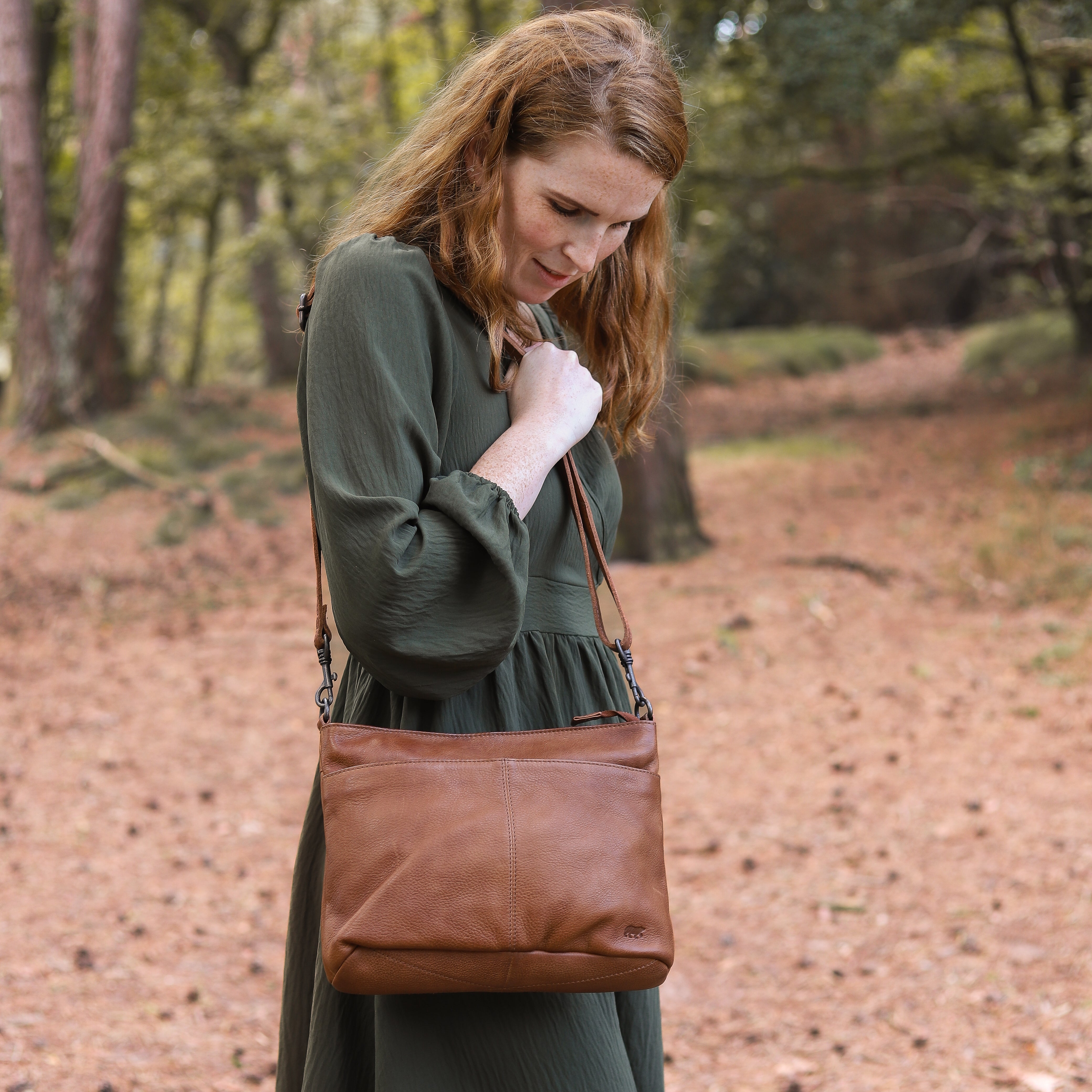 Hand/shoulder bag 'Angelica' cognac