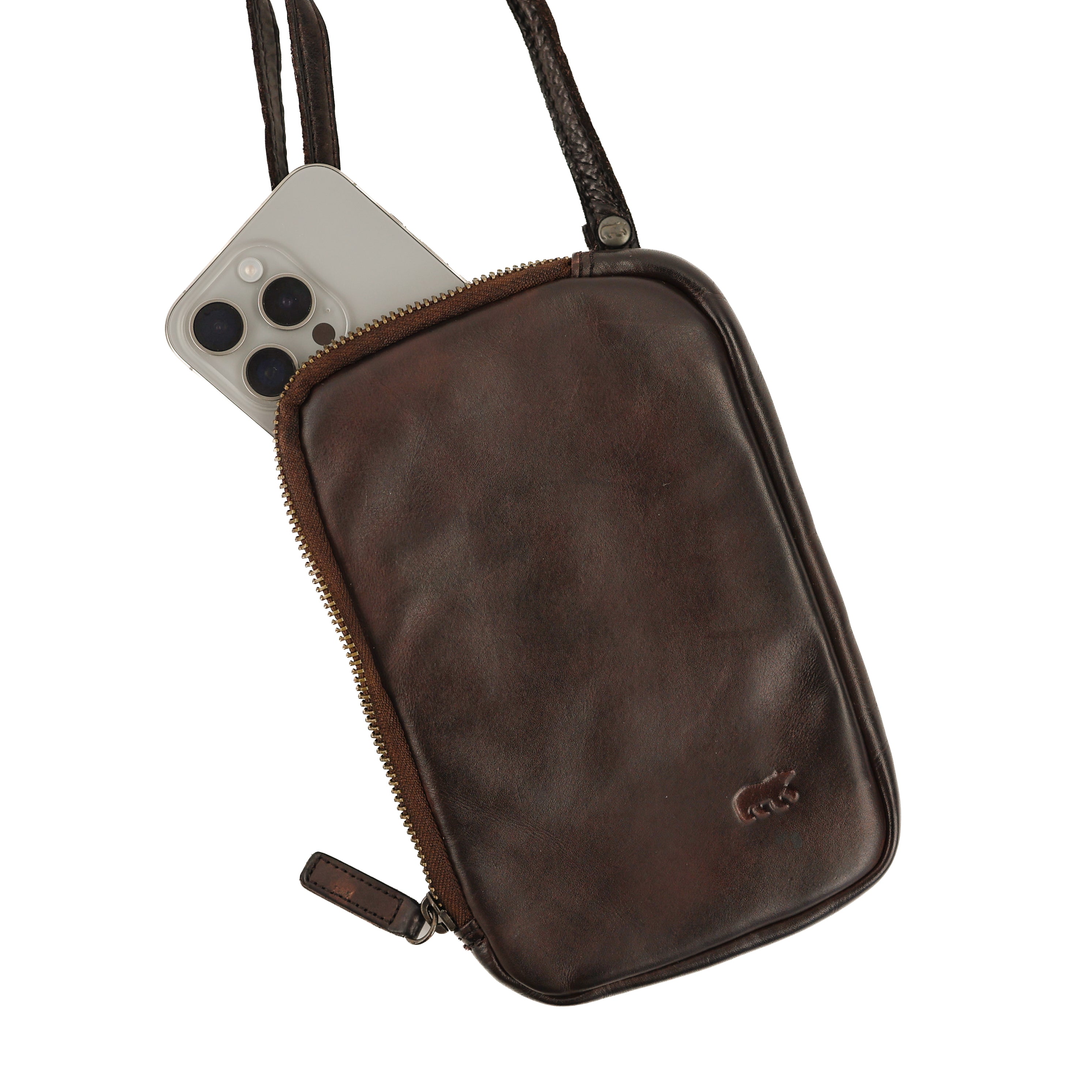 Phone/shoulder bag 'Camille' dark brown