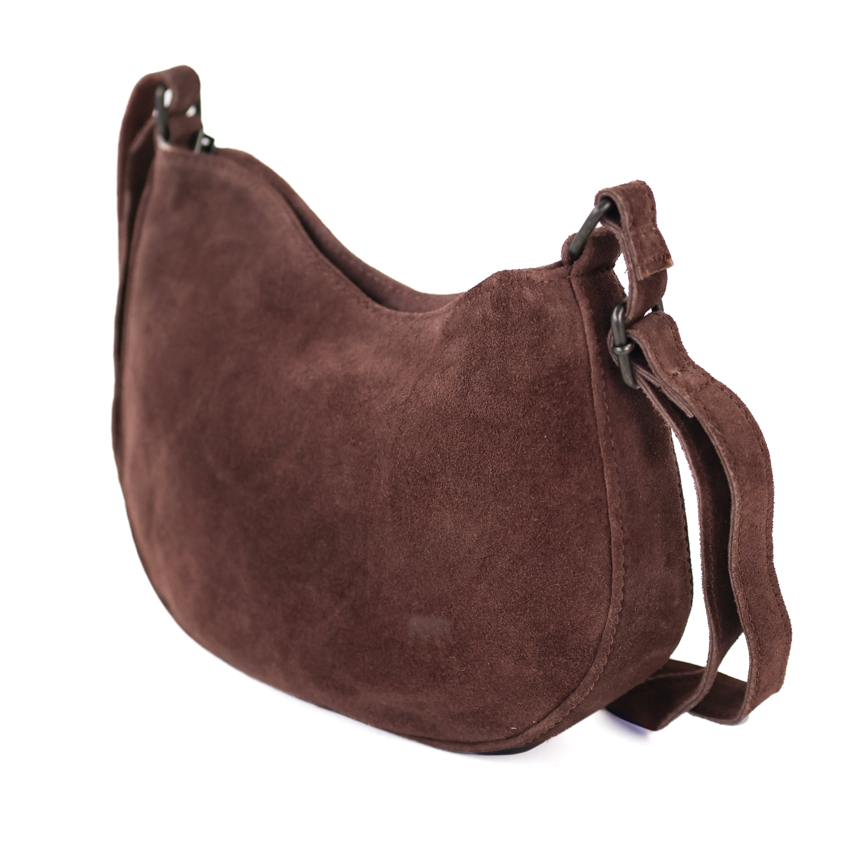Suède schoudertasje 'Tamara' choco