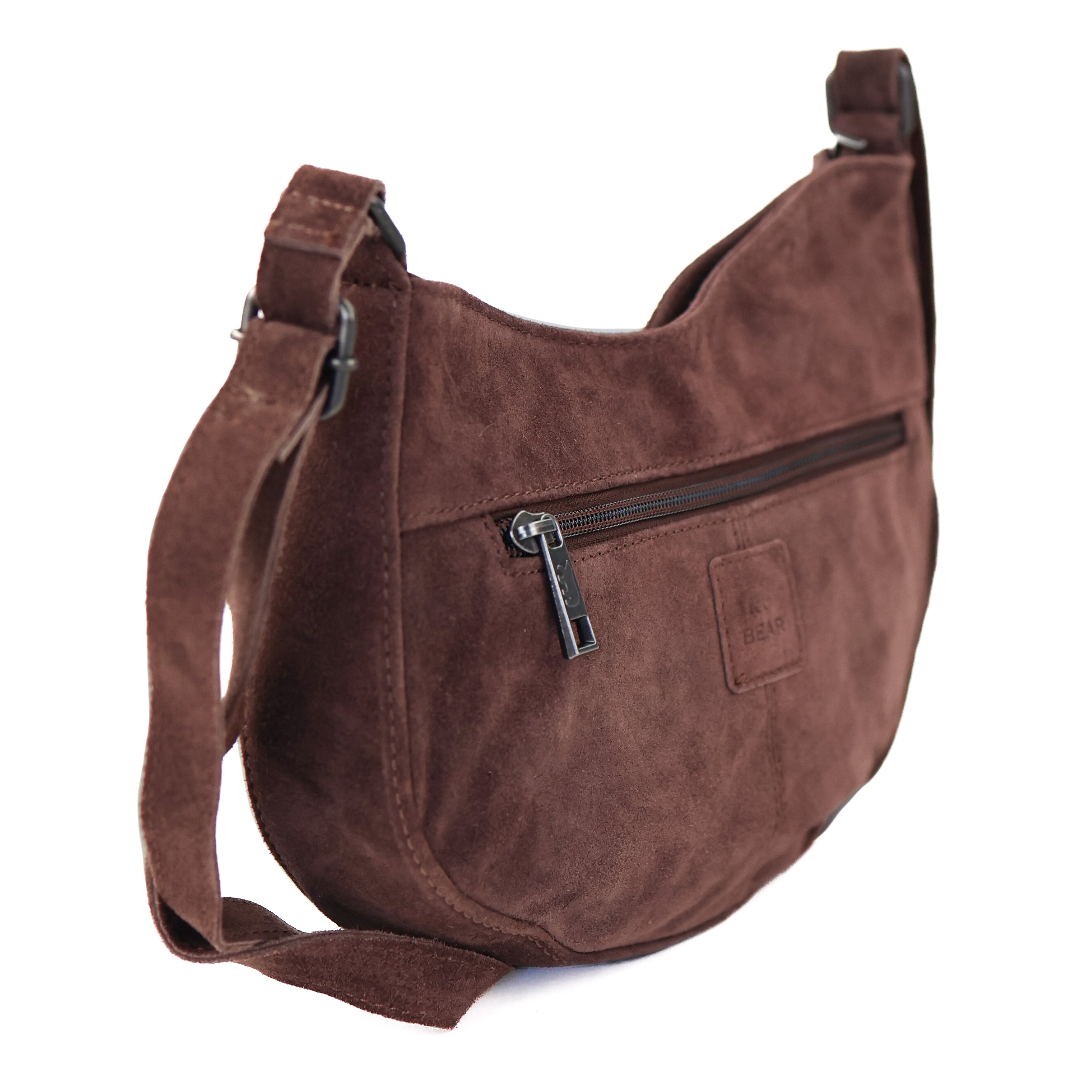 Suède schoudertasje 'Tamara' choco