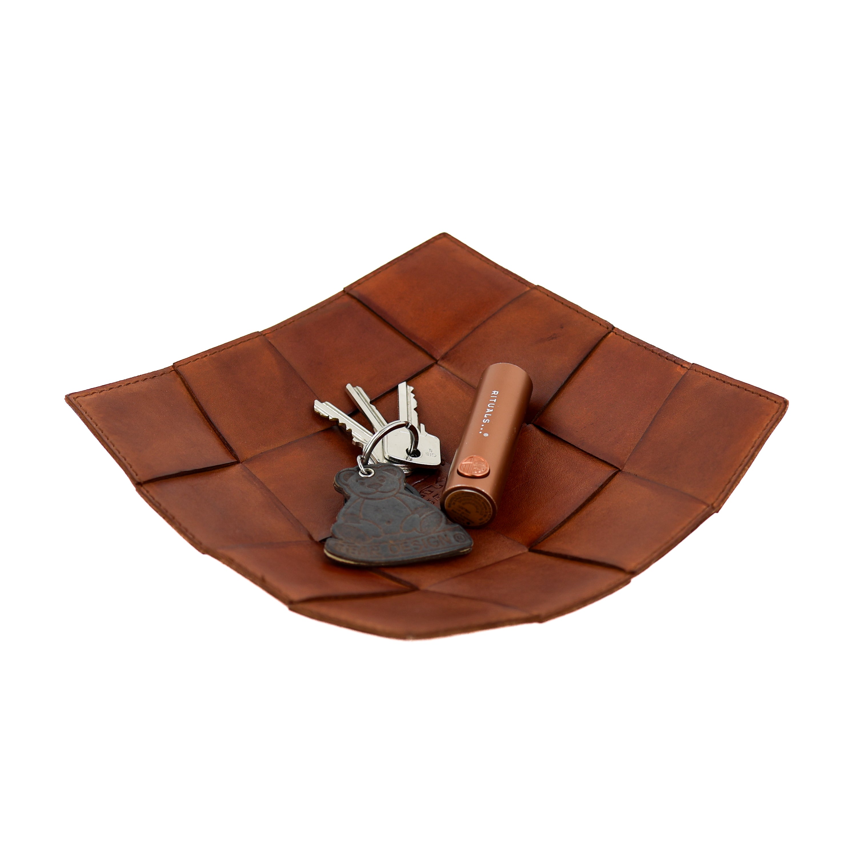 Leren decoratie tray/presenteerschaal 'Isabel' cognac