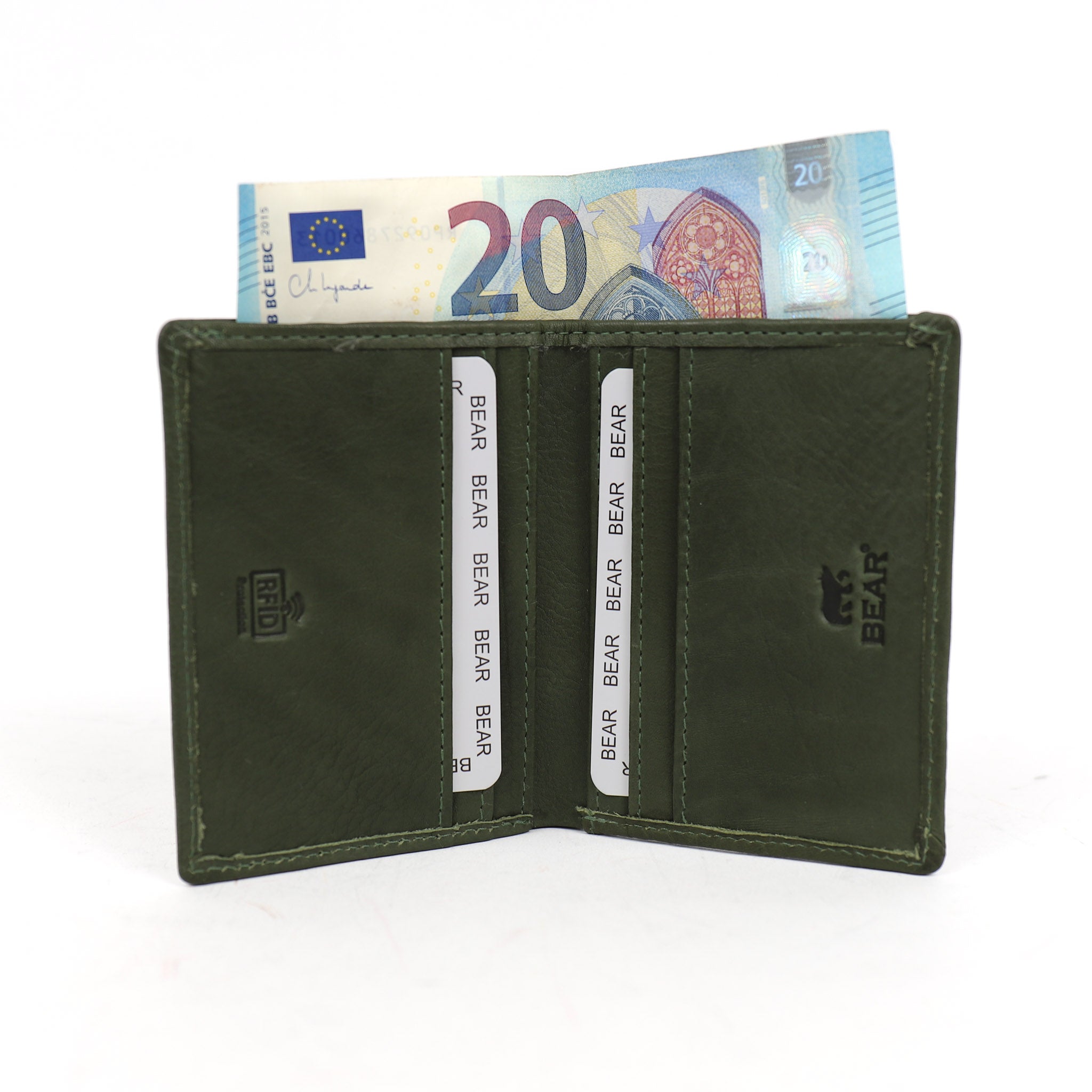 Pasjeshouder met briefgeld vak 'Cas' groen