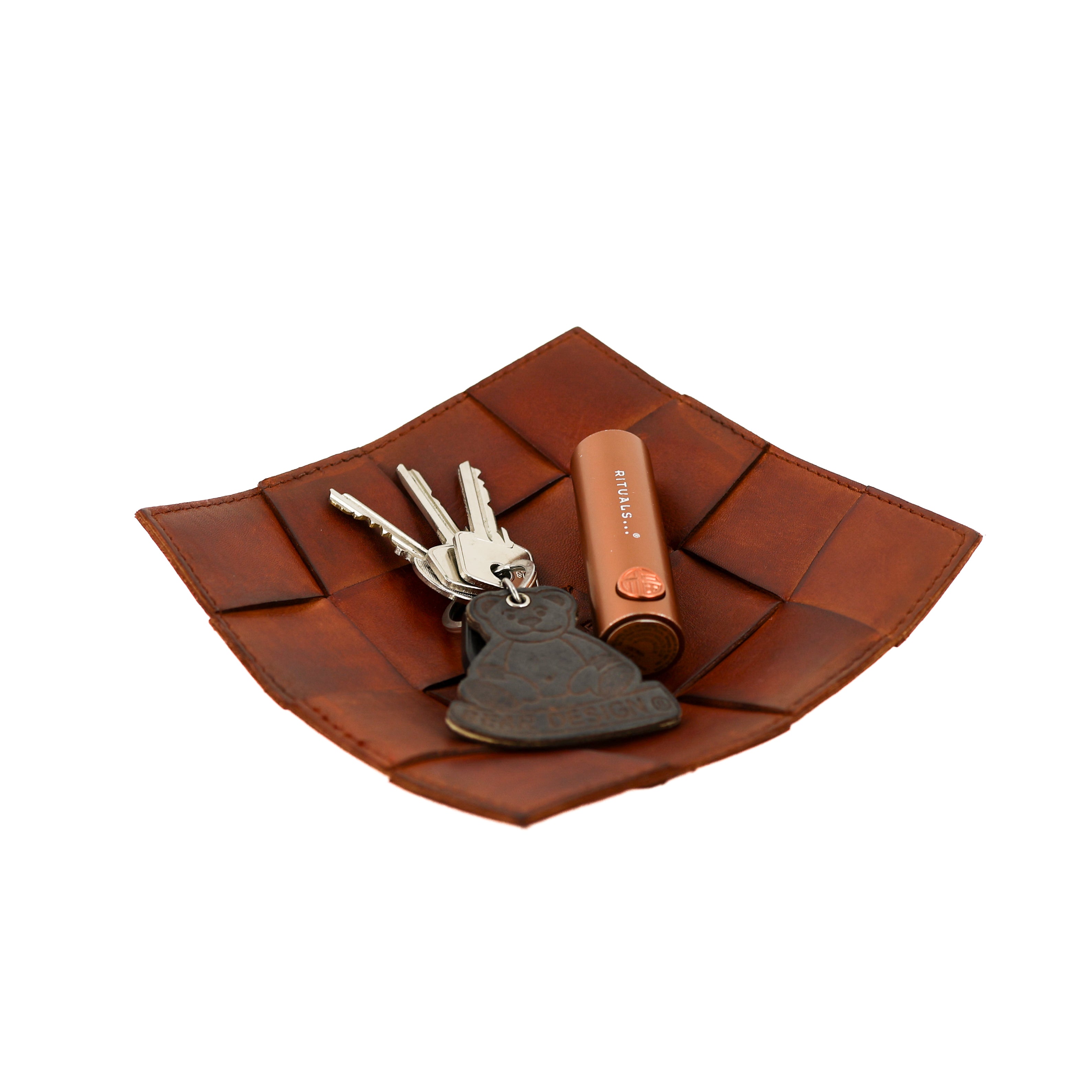 Leren decoratie tray/presenteerschaal 'Isabel' cognac