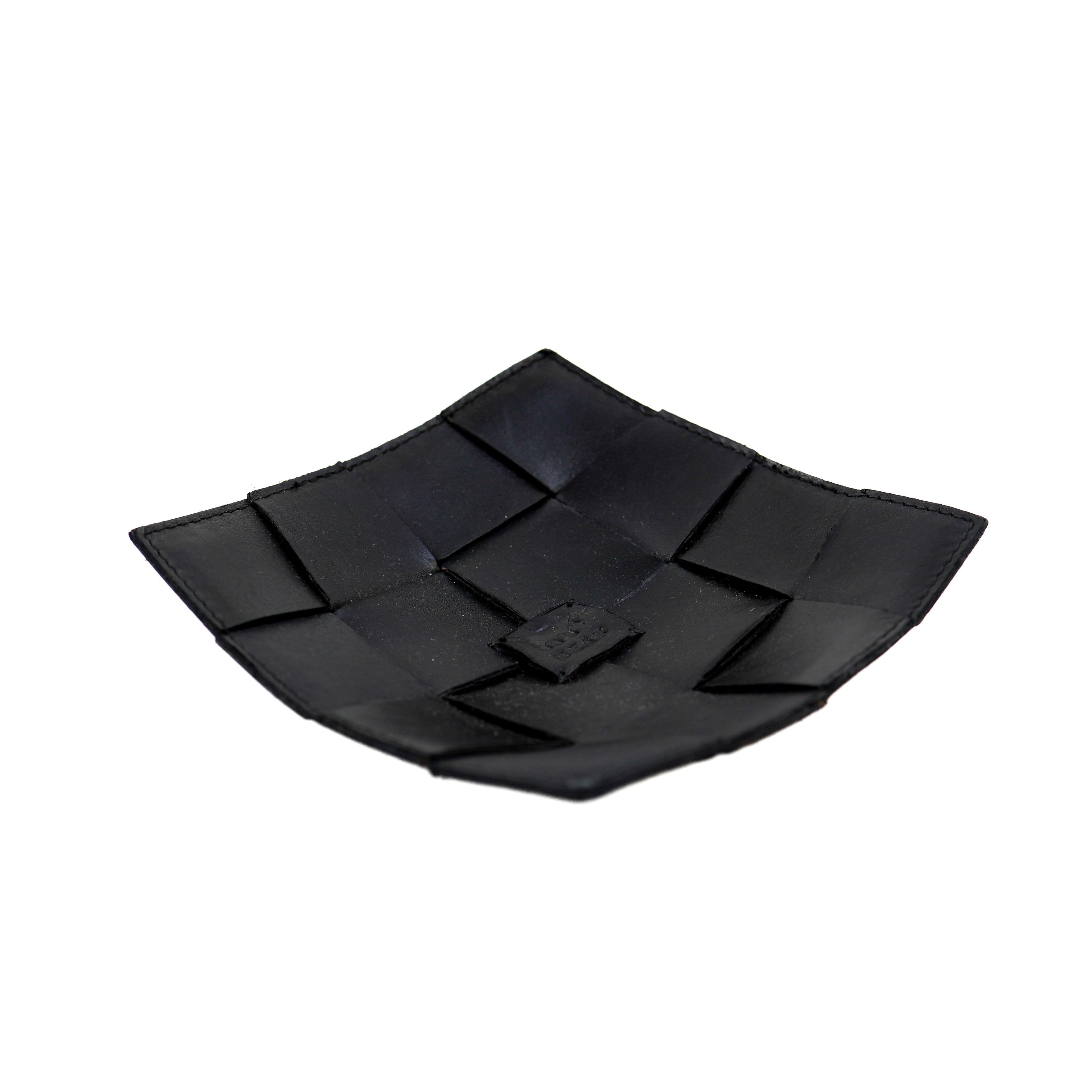 Leren decoratie tray/presenteerschaal 'Isabel' zwart