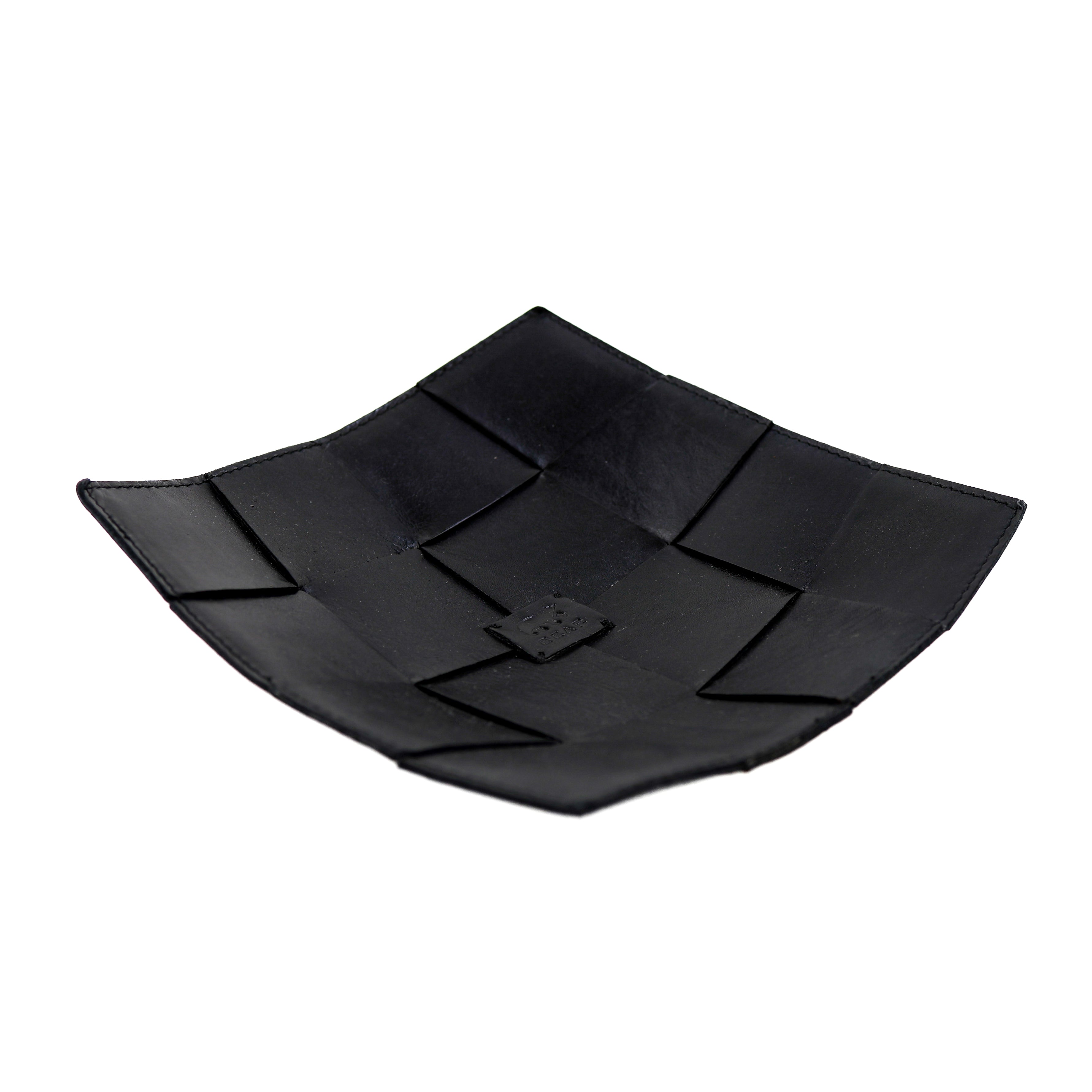 Leren decoratie tray/presenteerschaal 'Isabel' zwart