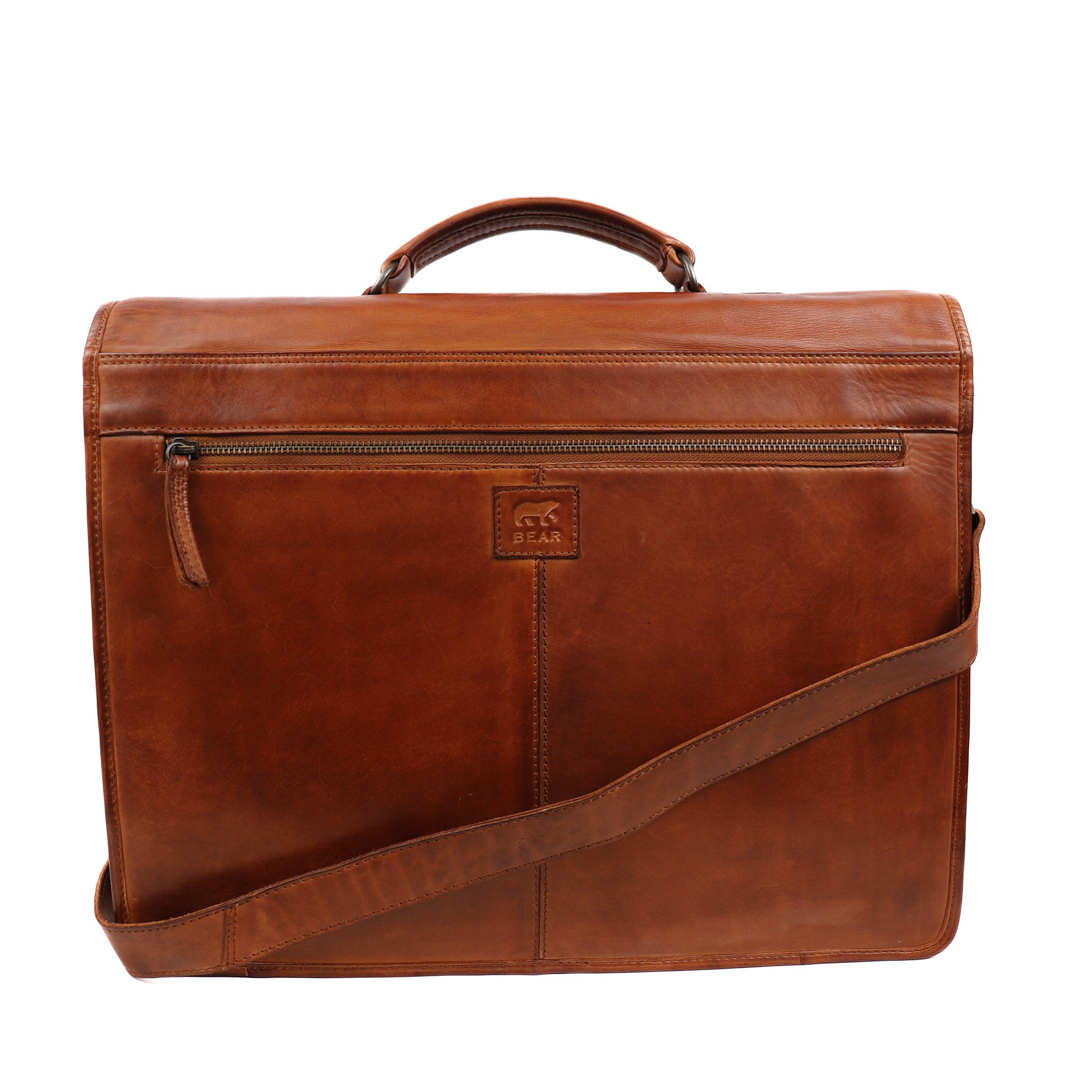 Grote akte-/laptoptas 'Gert' cognac