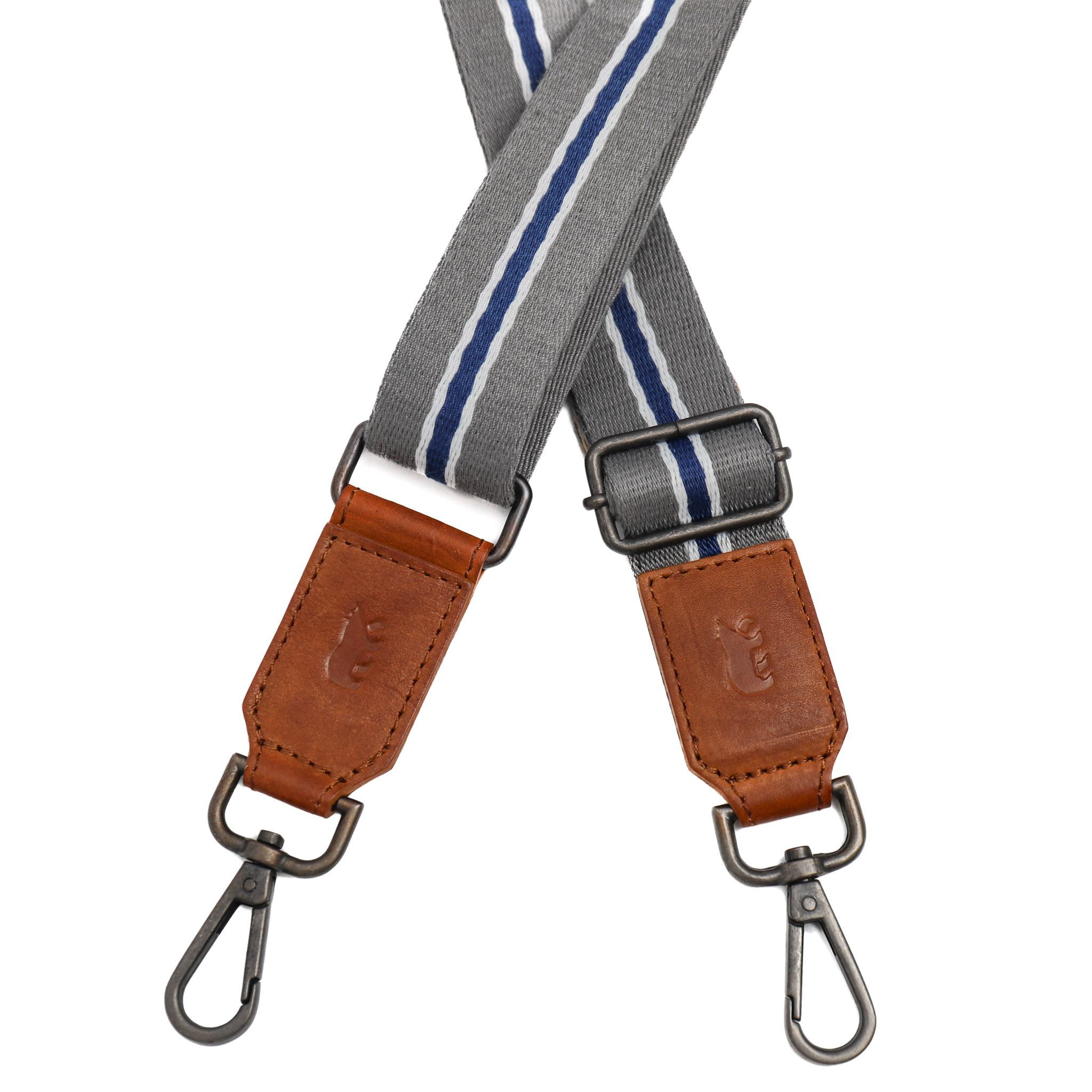 Bag strap 'Stripe' grey/blue/cognac