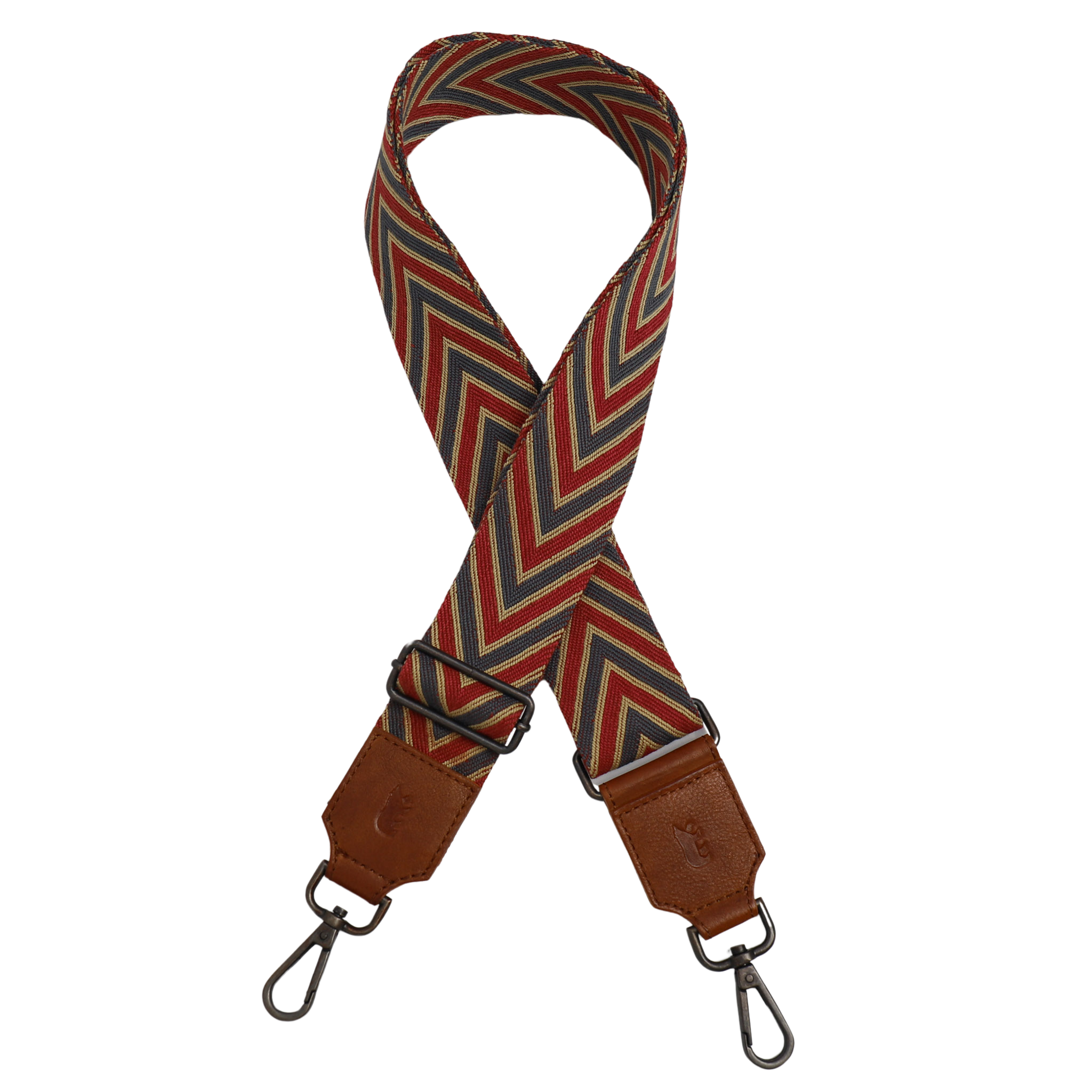 Bag strap 'Arrow' red/blue/cognac