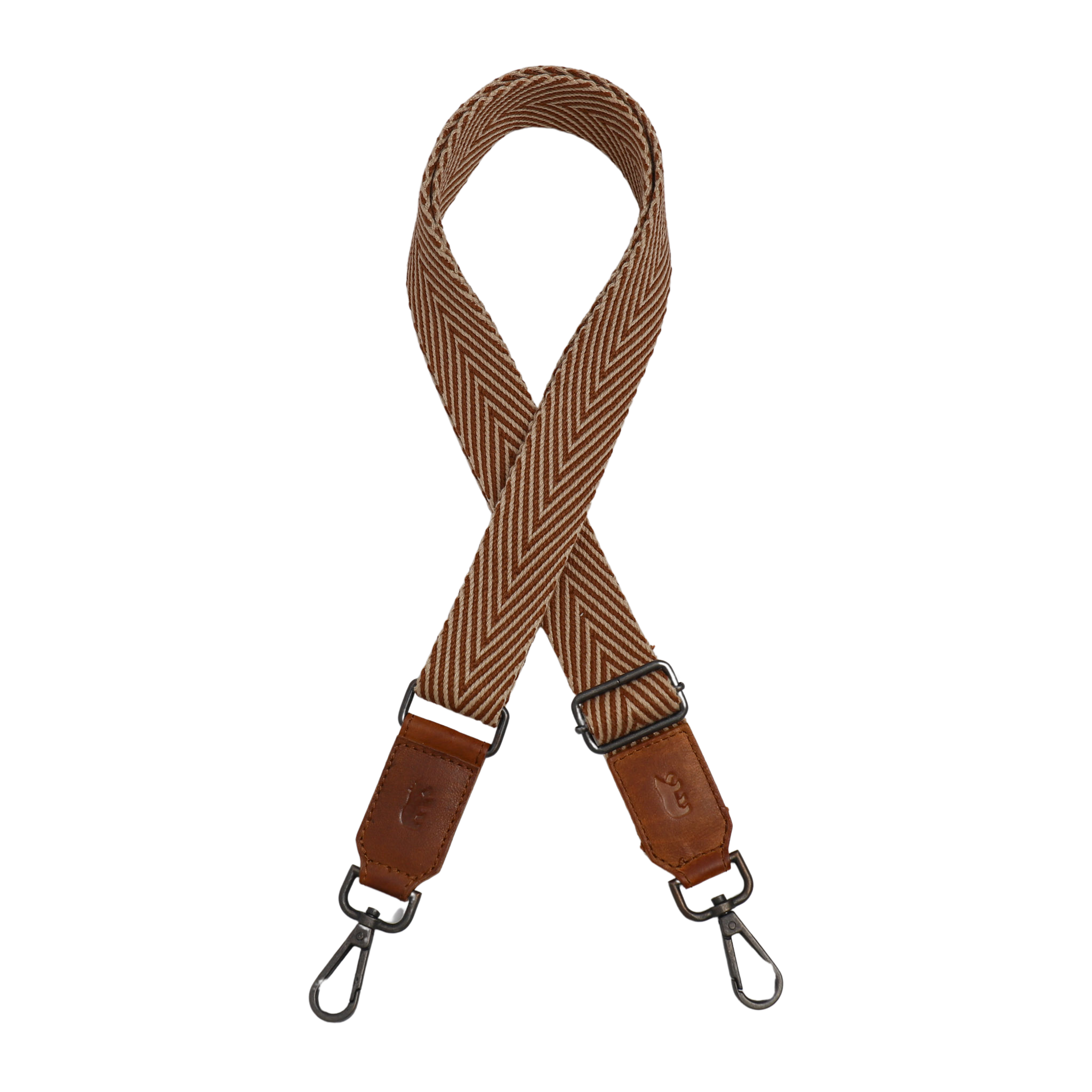 Bag strap 'Arrow' cognac/white/cognac