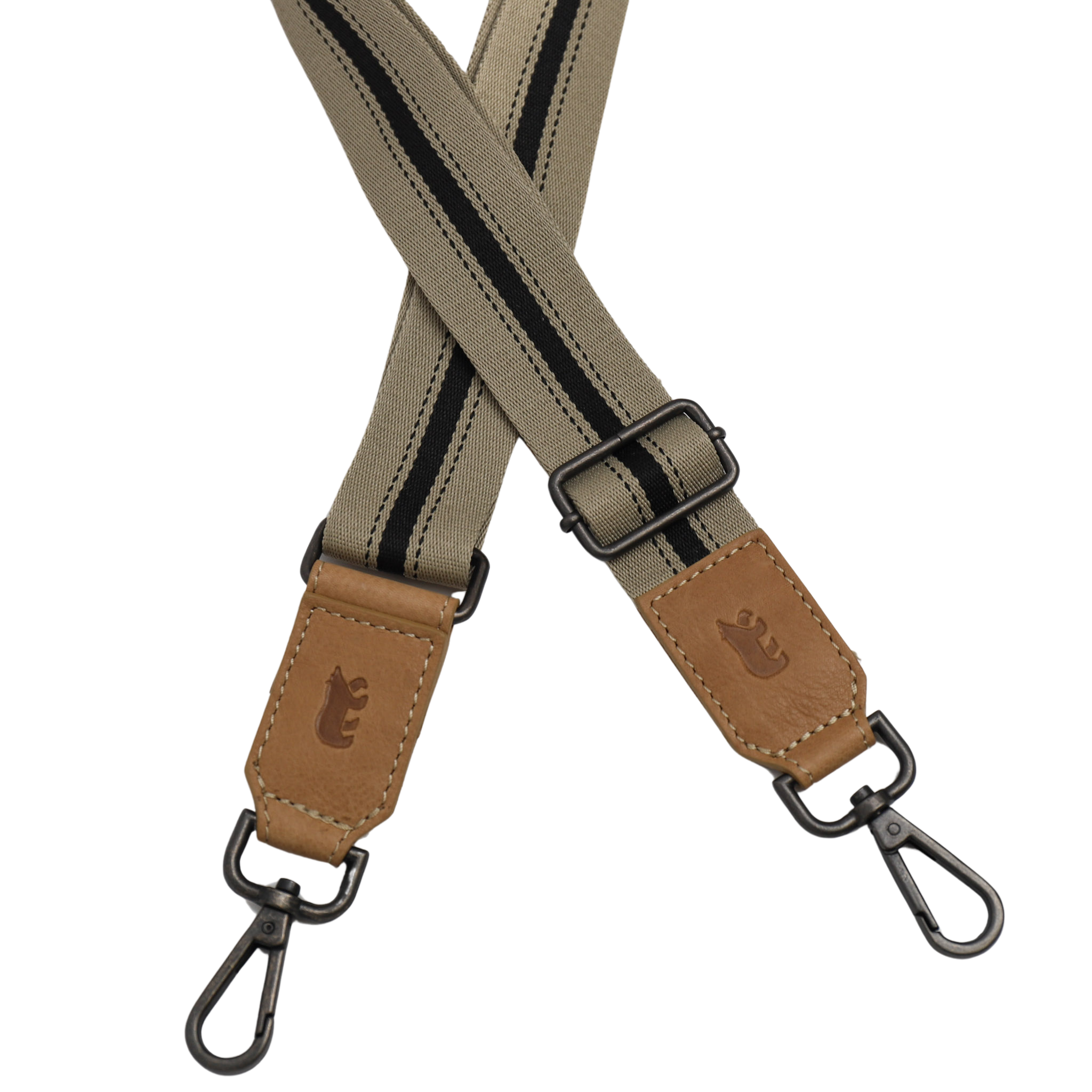 Bag strap 'Stripe' beige/black/beige