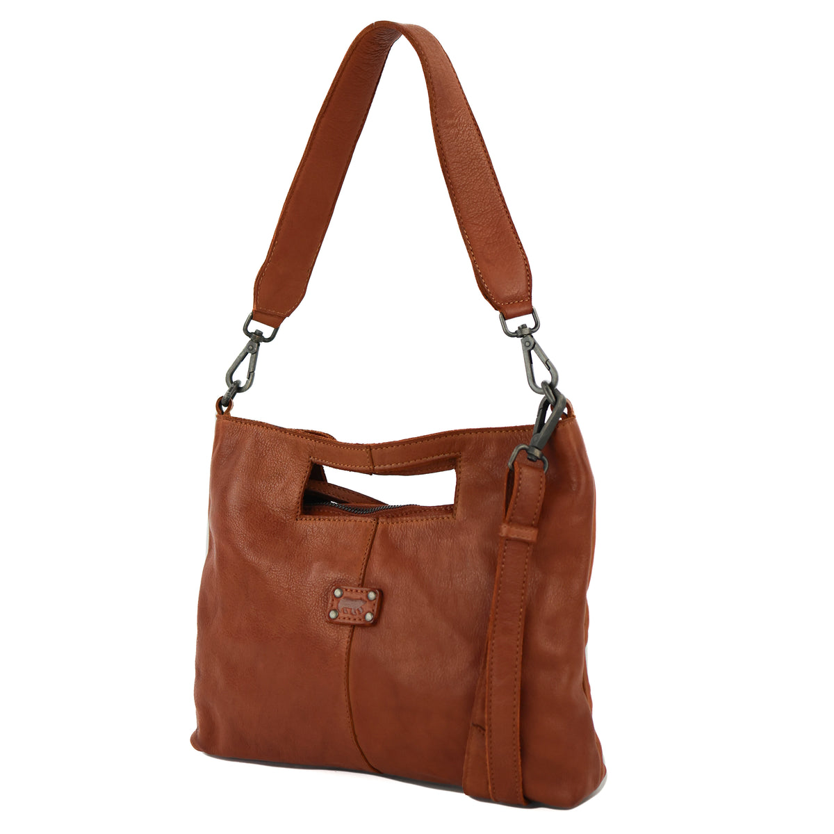 Clutch/schoudertasje 'Feline' cognac