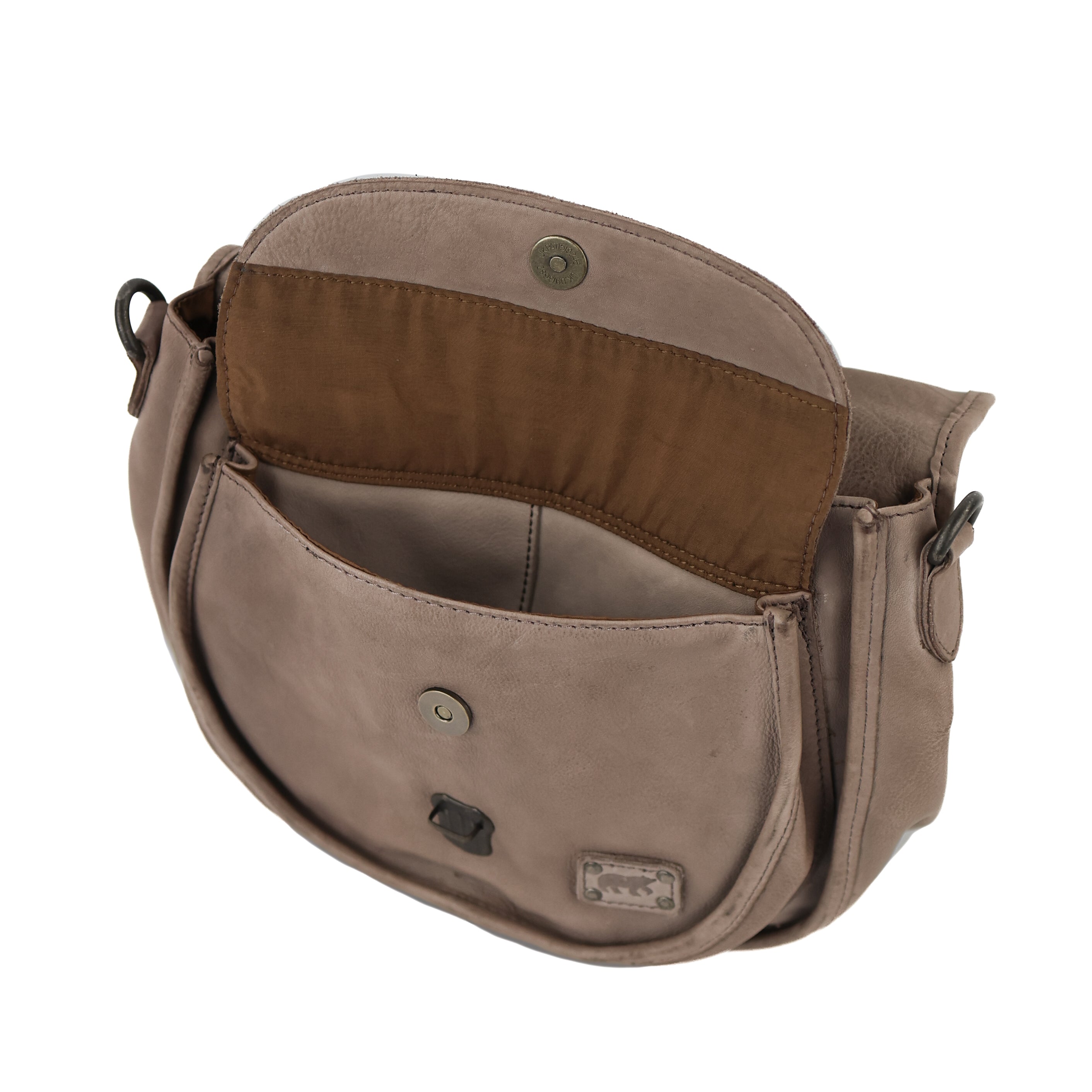Schoudertas met flap 'Roxanne' taupe
