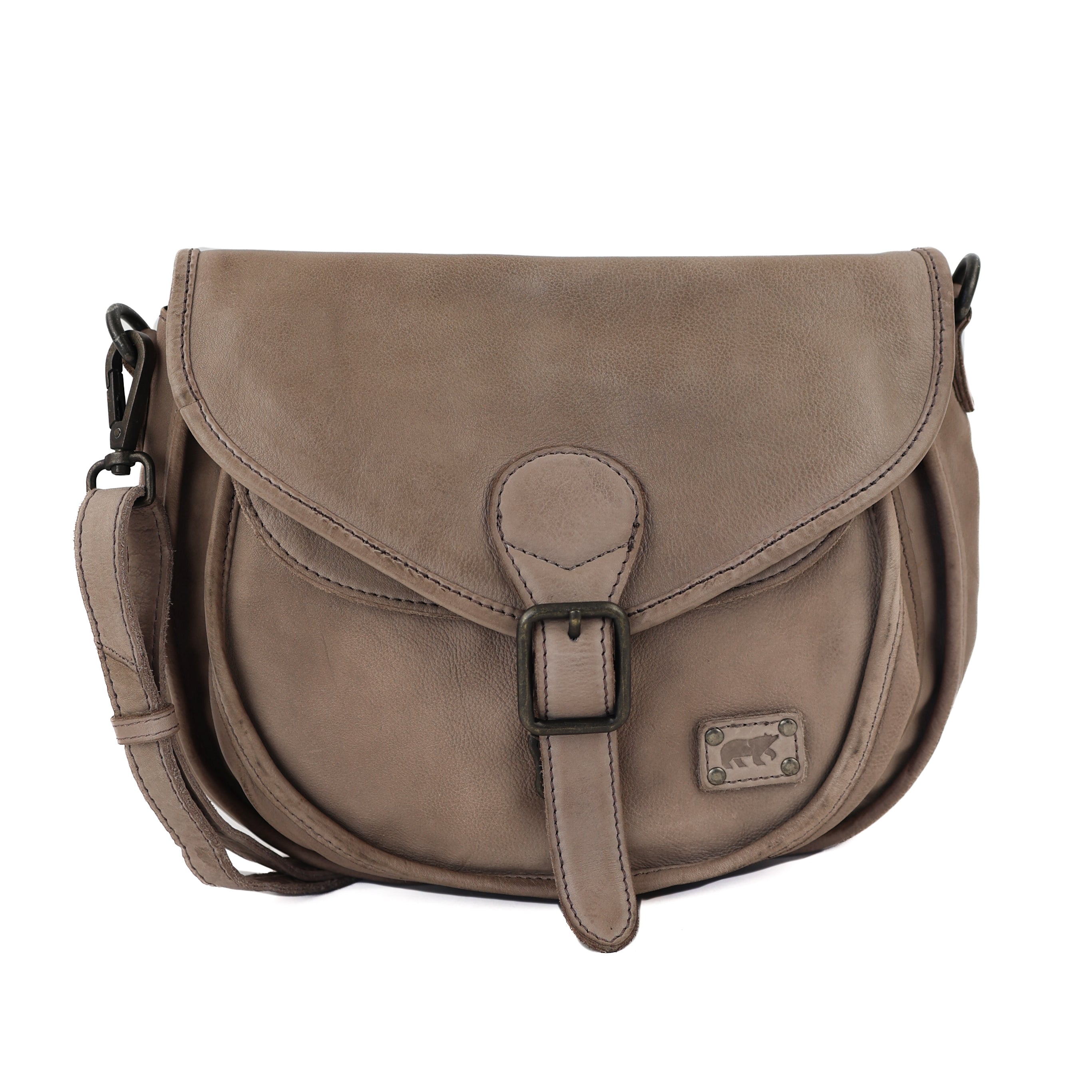 Schoudertas met flap 'Roxanne' taupe