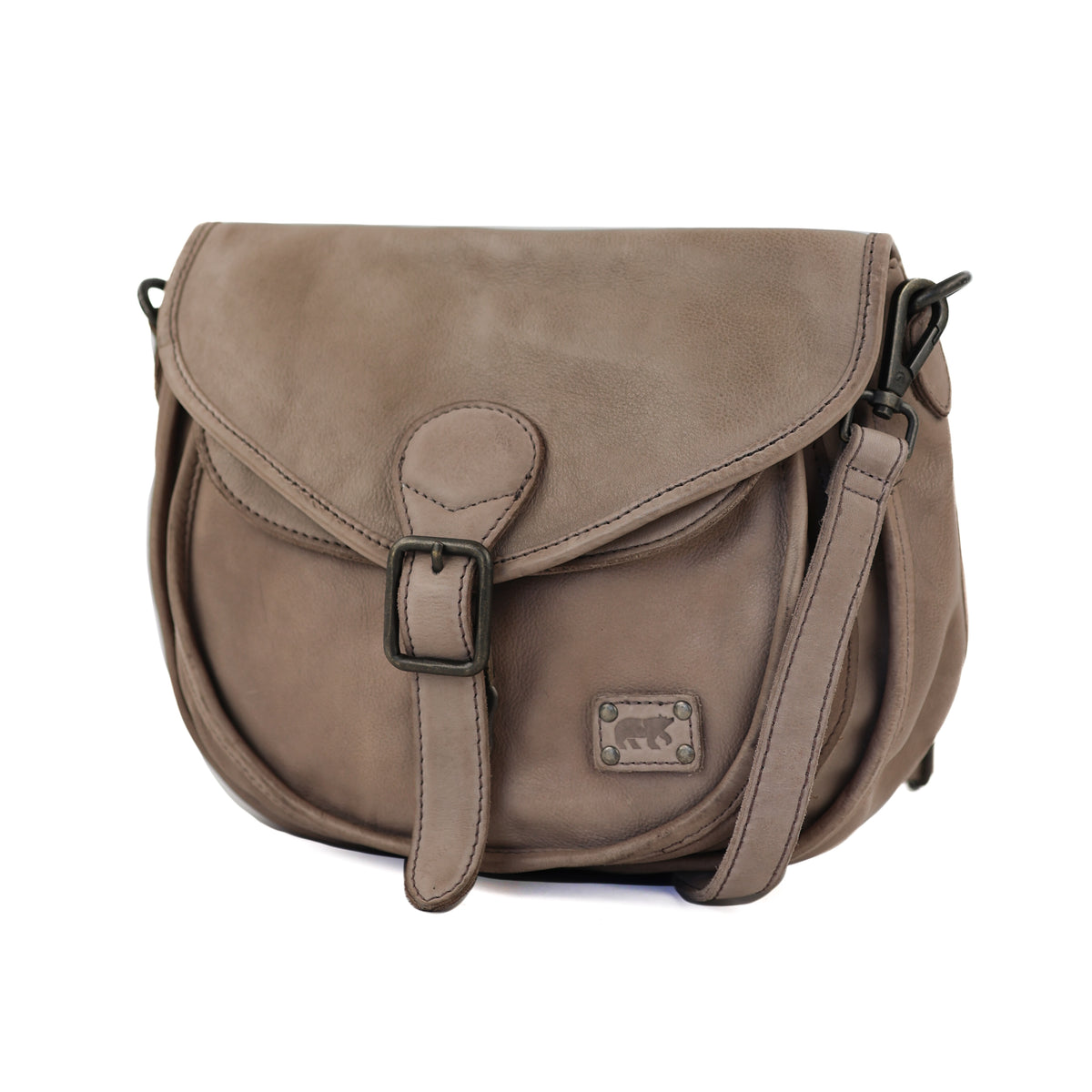 Schoudertas met flap 'Roxanne' taupe