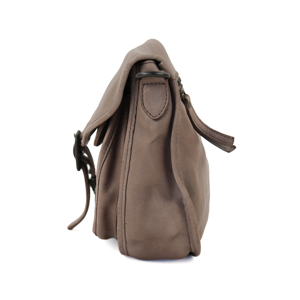 Schoudertas met flap 'Roxanne' taupe