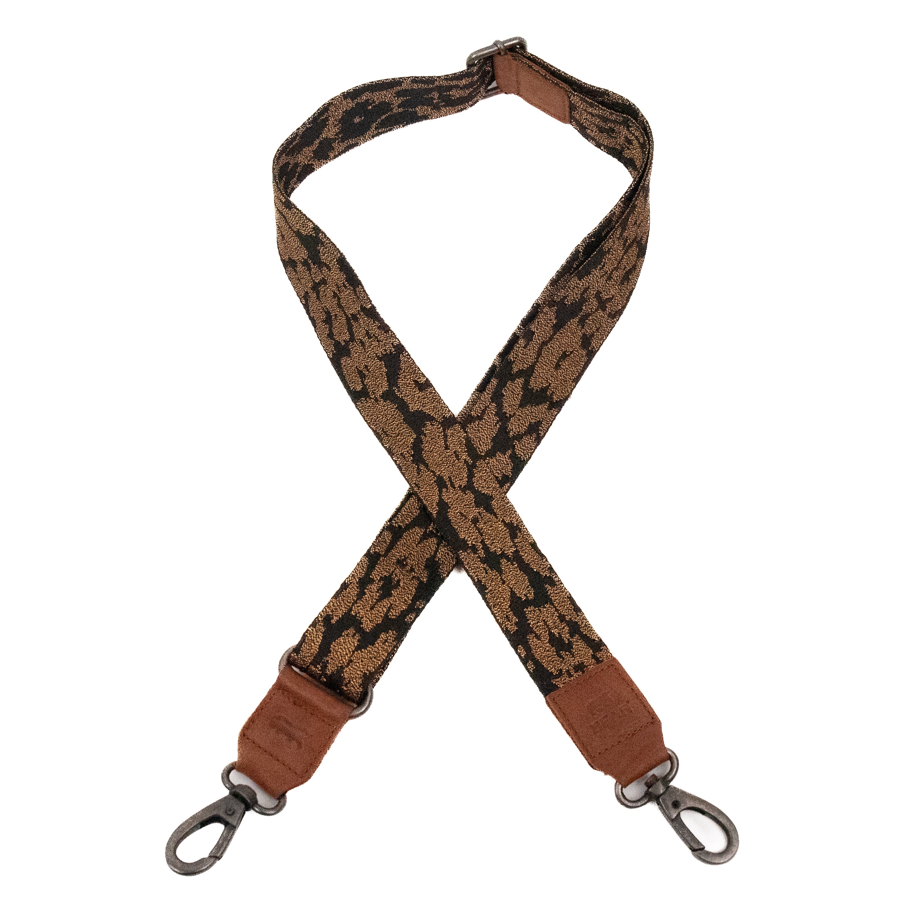 Bag strap 'Leopard' glitter/cognac