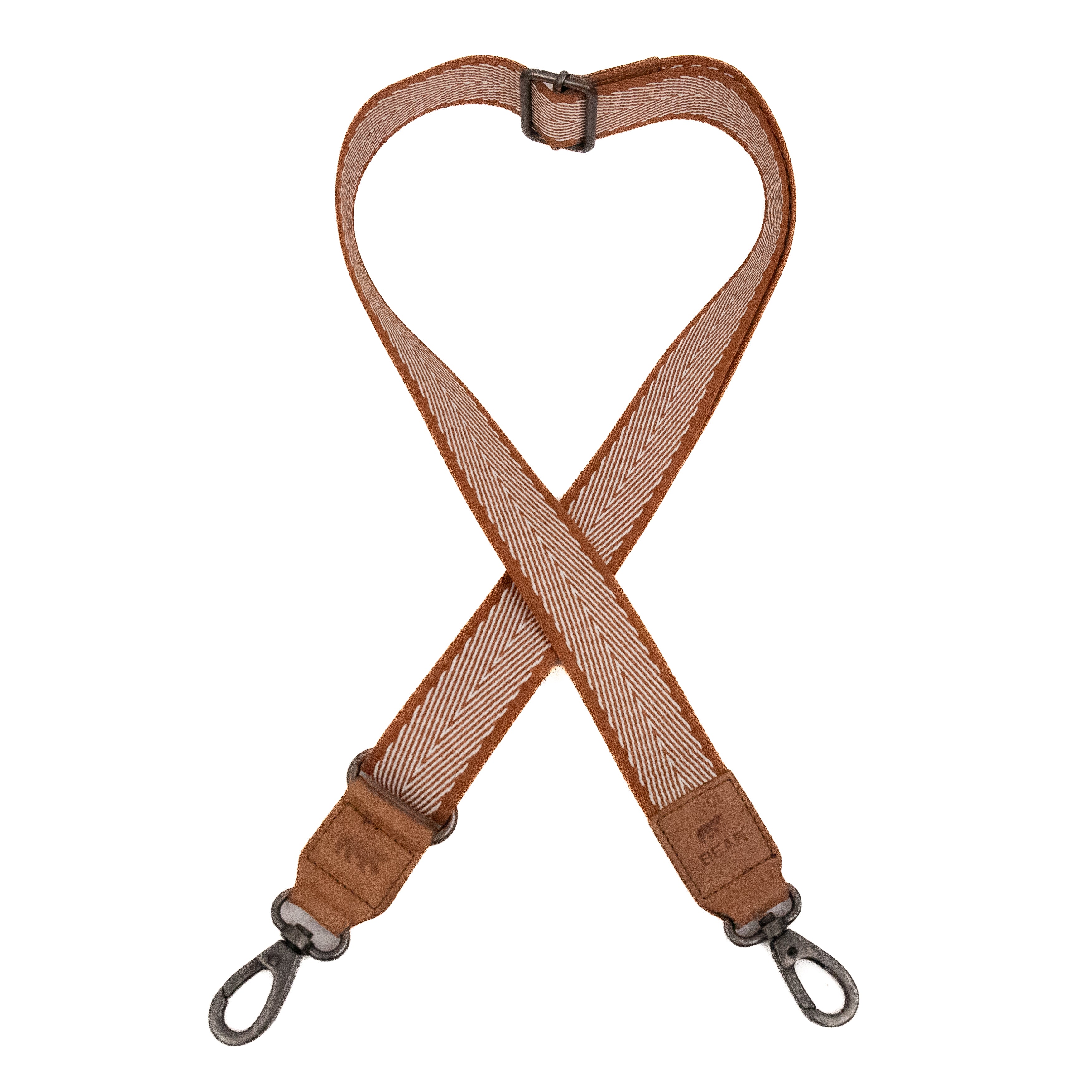 Bag strap 'Arrow' cognac/white