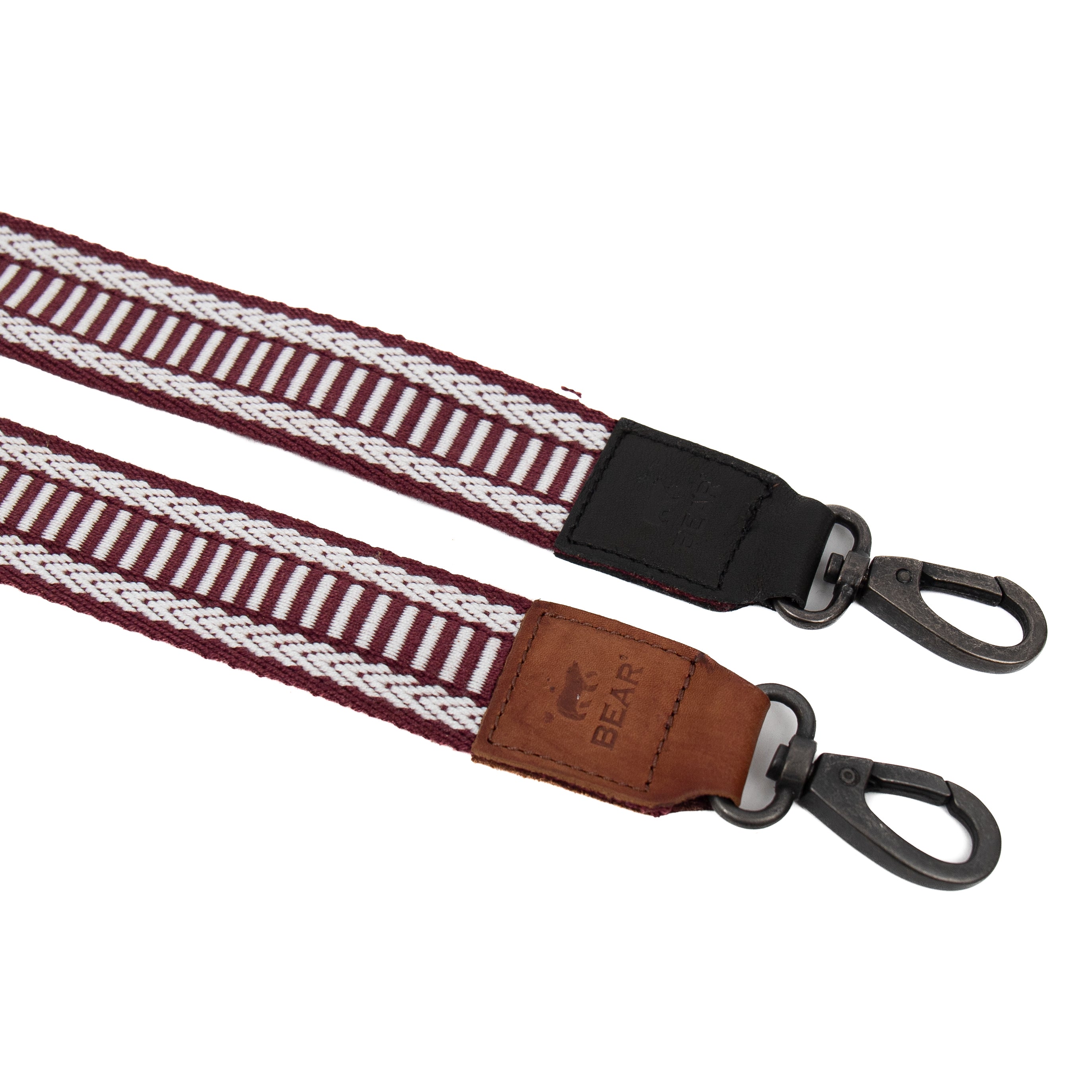 Bag strap 'Pattern' bordeaux/white/cognac