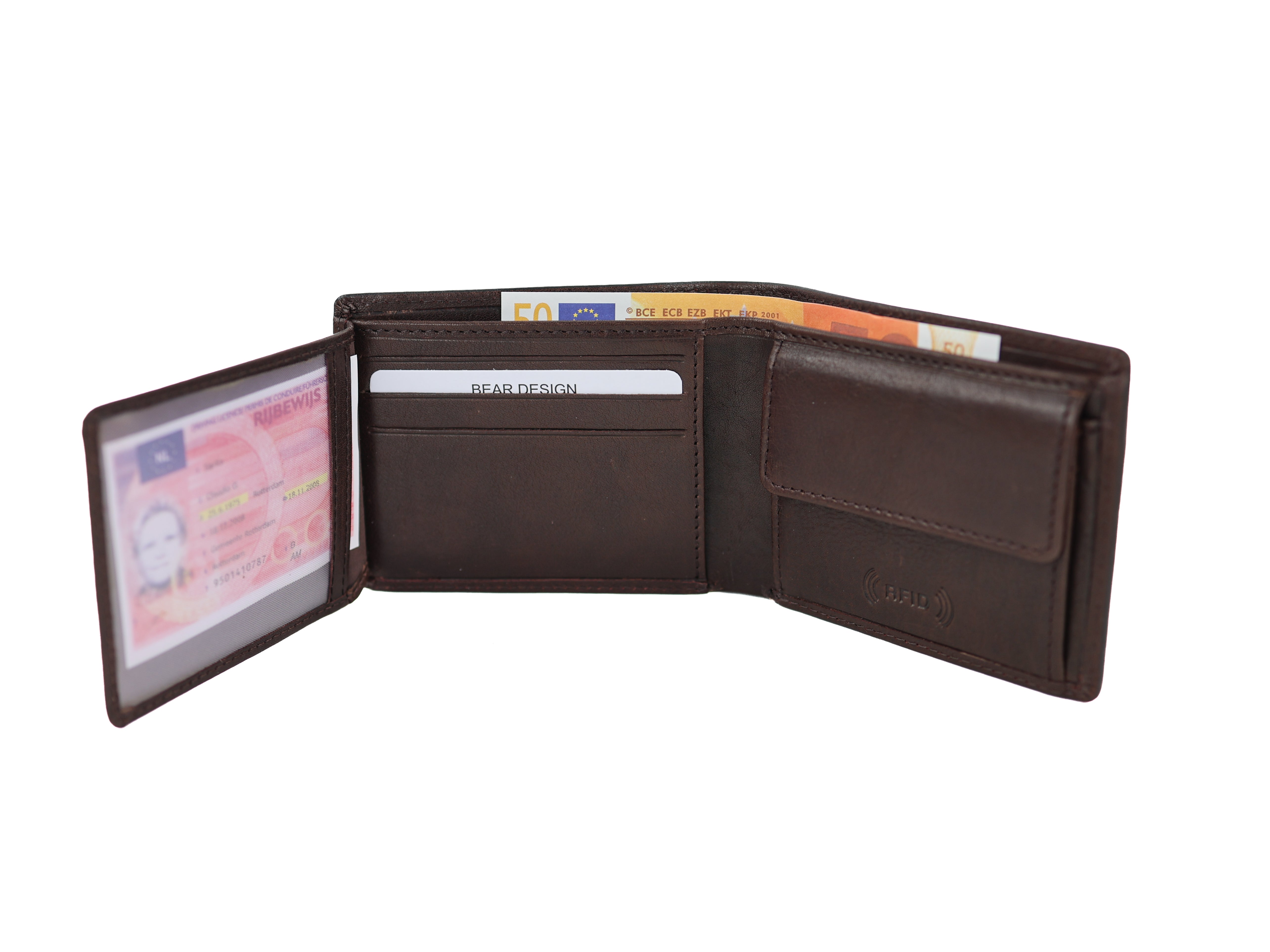 Luxe heren portemonnee/billfold 'Stefano' bruin