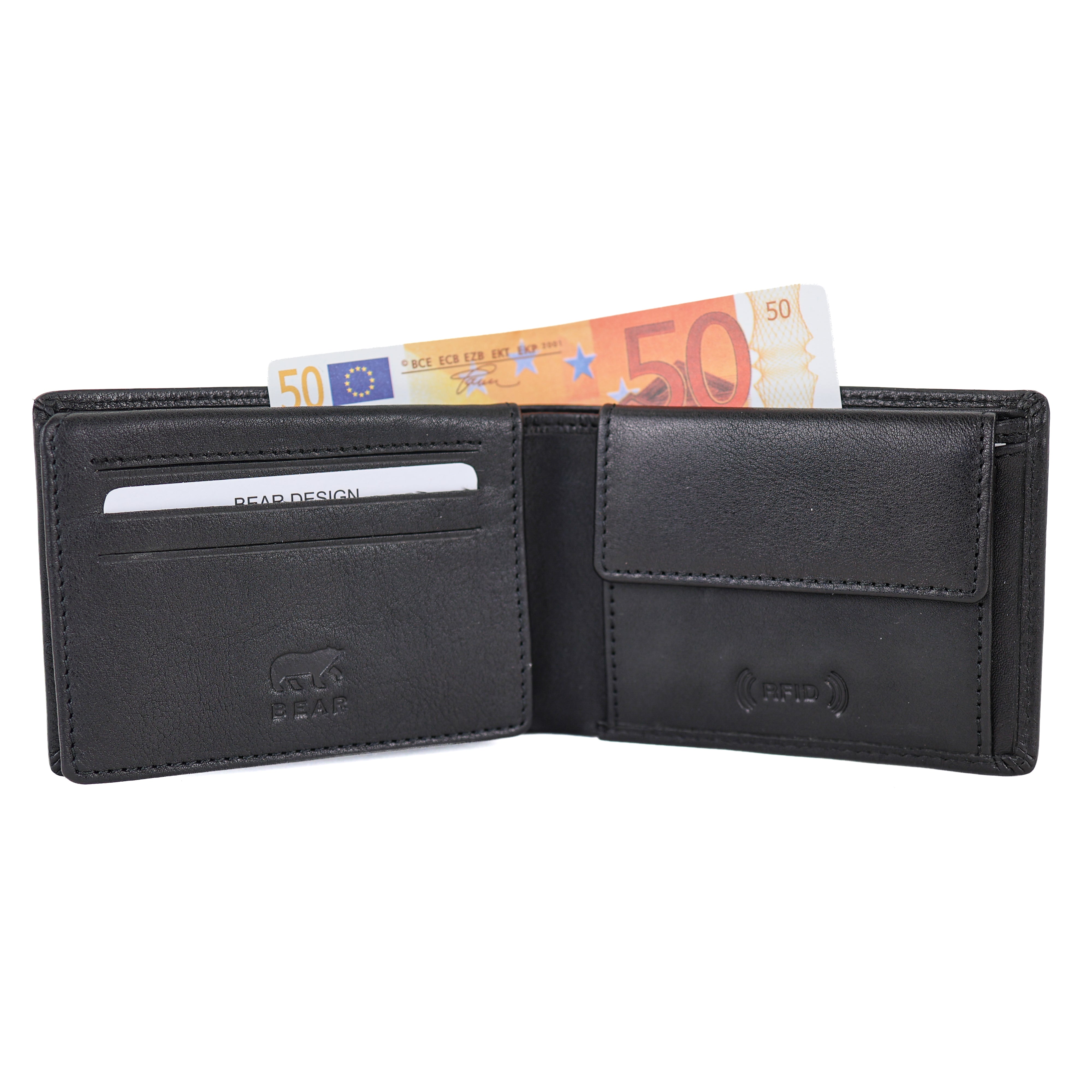 Luxe ruime herenportemonnee/billfold 'Alfredo' zwart