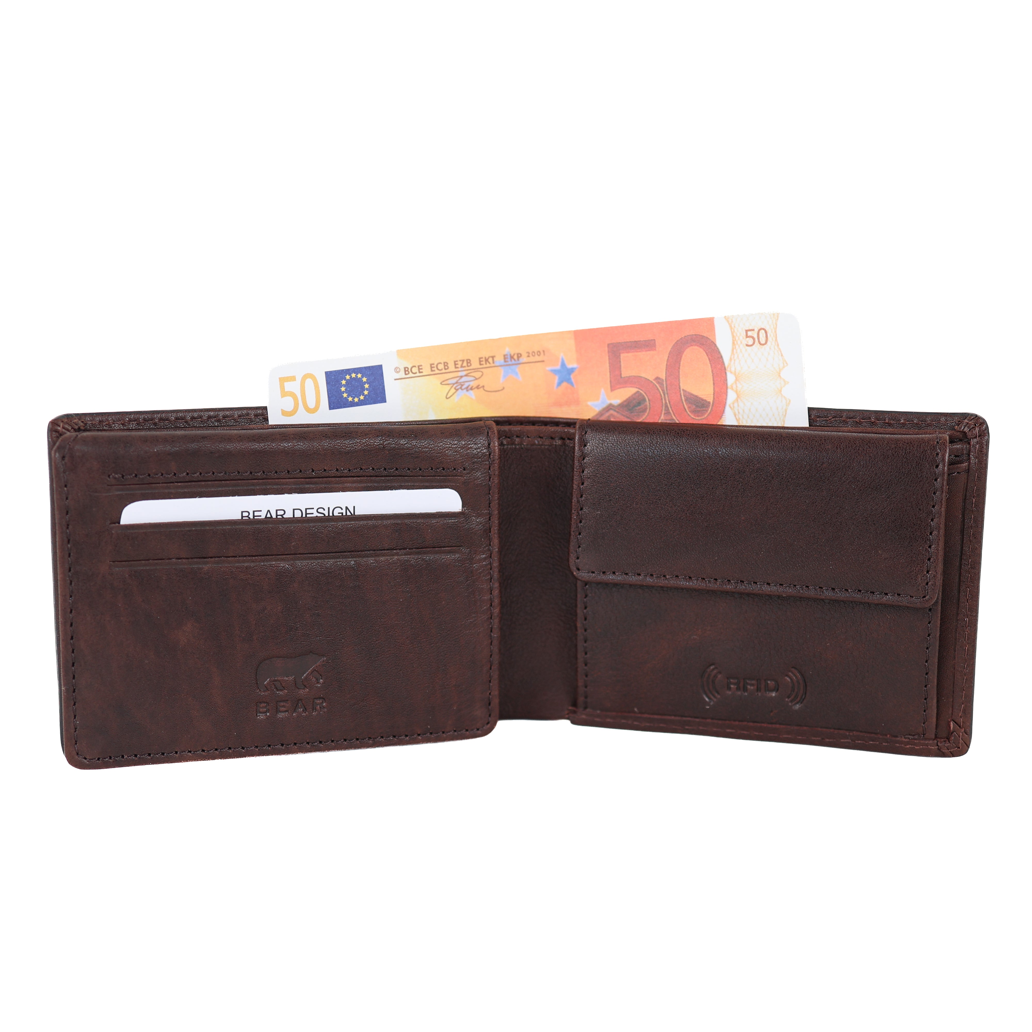 Luxe ruime herenportemonnee/billfold 'Alfredo' bruin