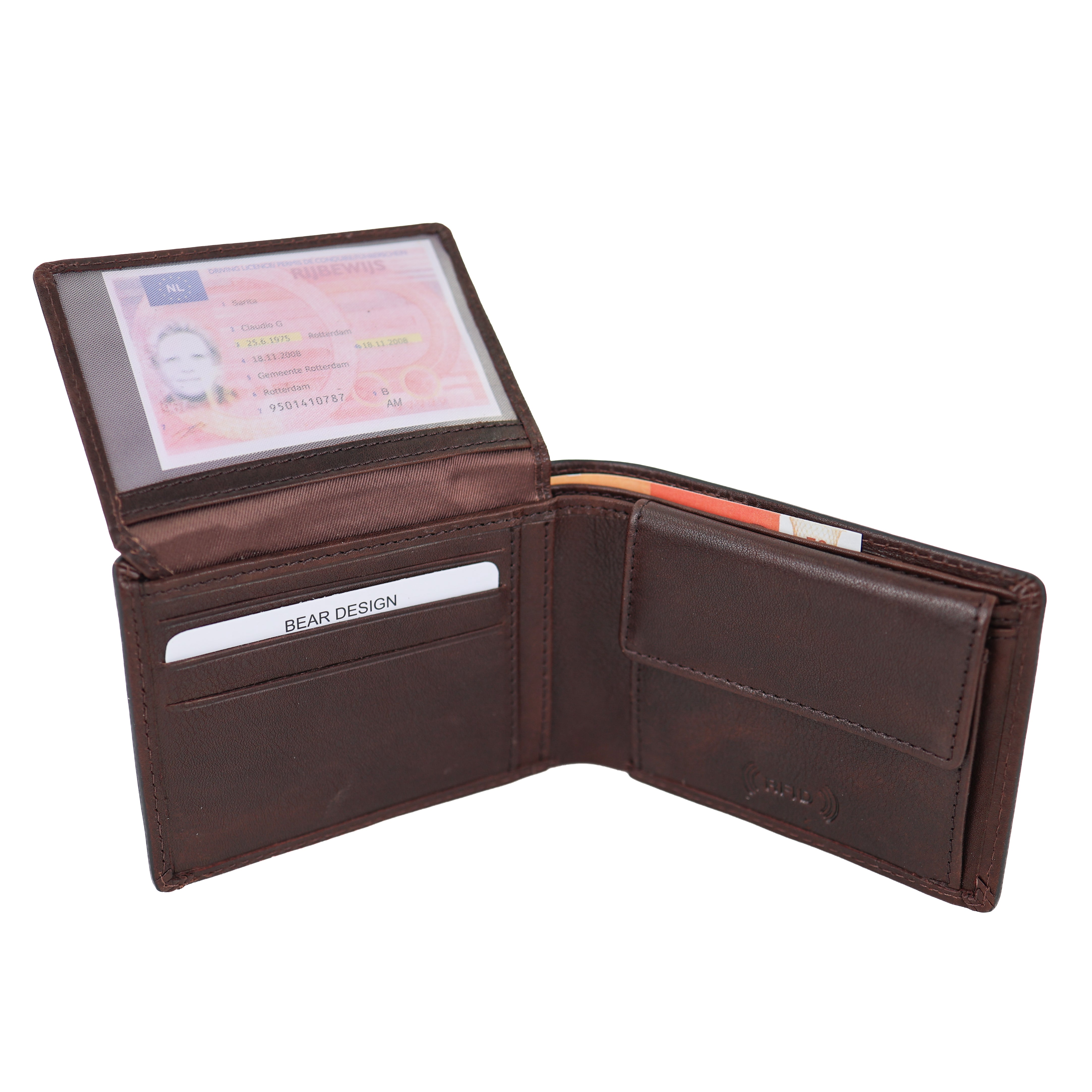 Luxe ruime herenportemonnee/billfold 'Alfredo' bruin