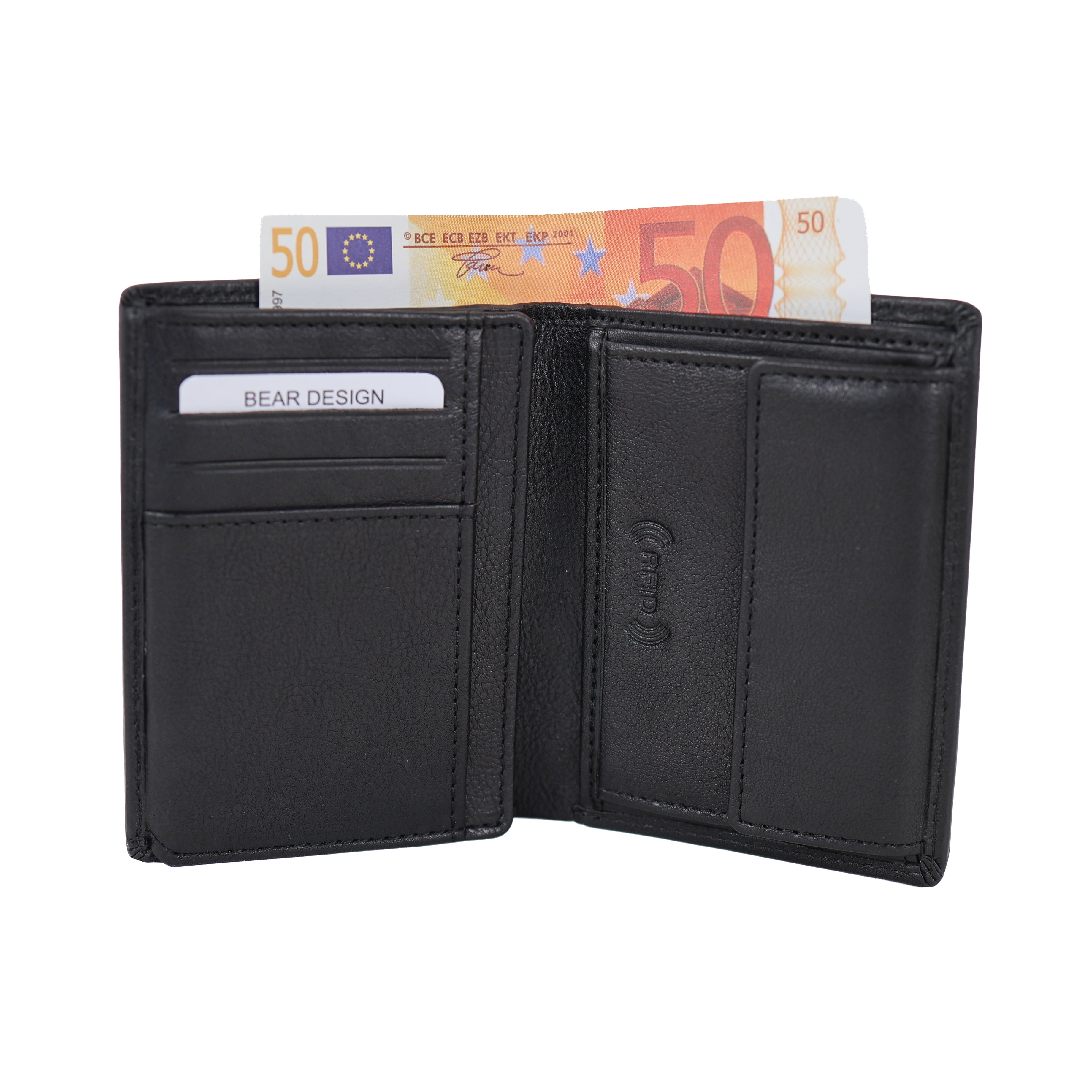 Luxe hoge portemonnee/billfold 'Enrico' zwart