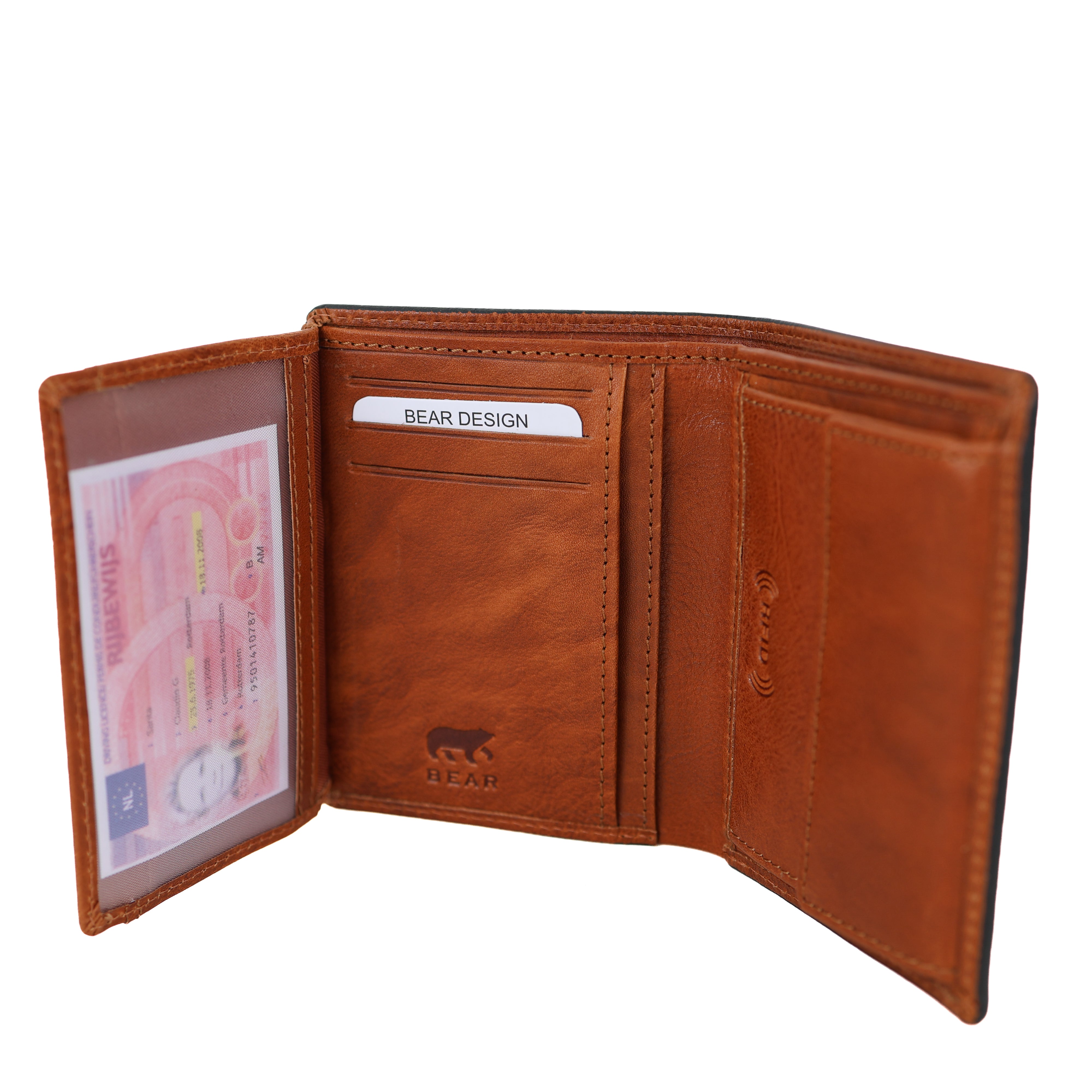 Luxe hoge portemonnee/billfold 'Enrico' cognac