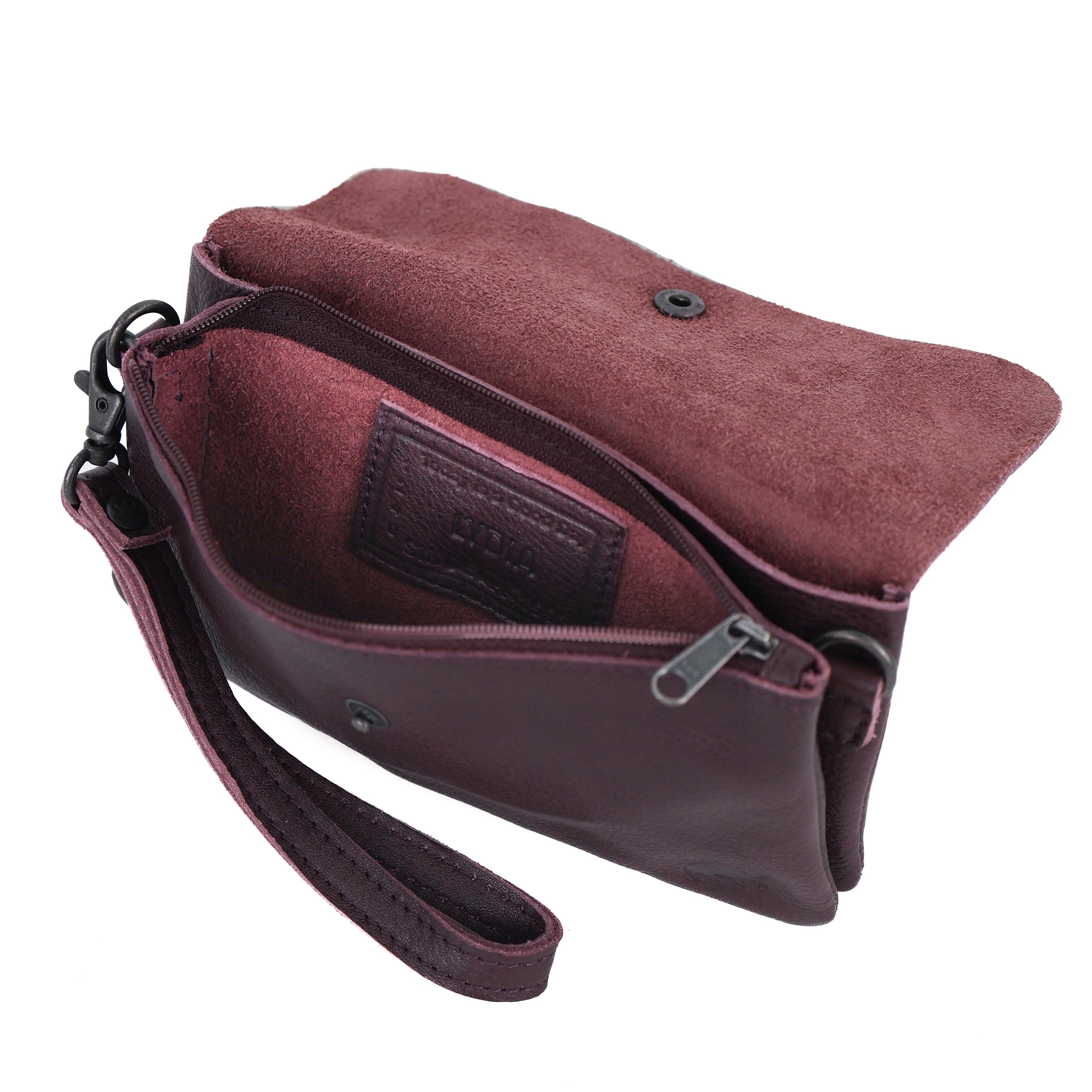 Clutch/mini schoudertasje 'Lydia' bordeaux