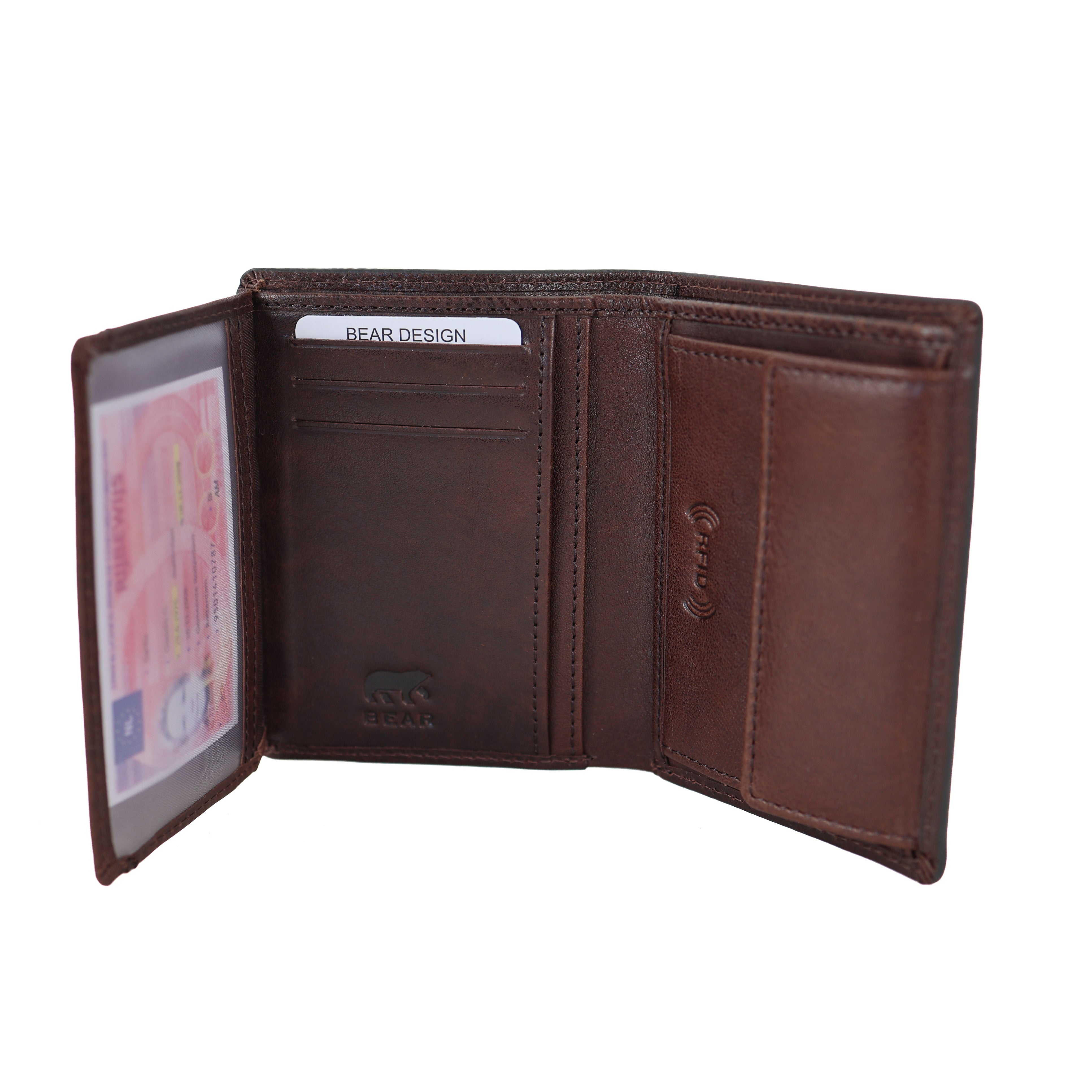 Luxe hoge portemonnee/billfold 'Enrico' bruin