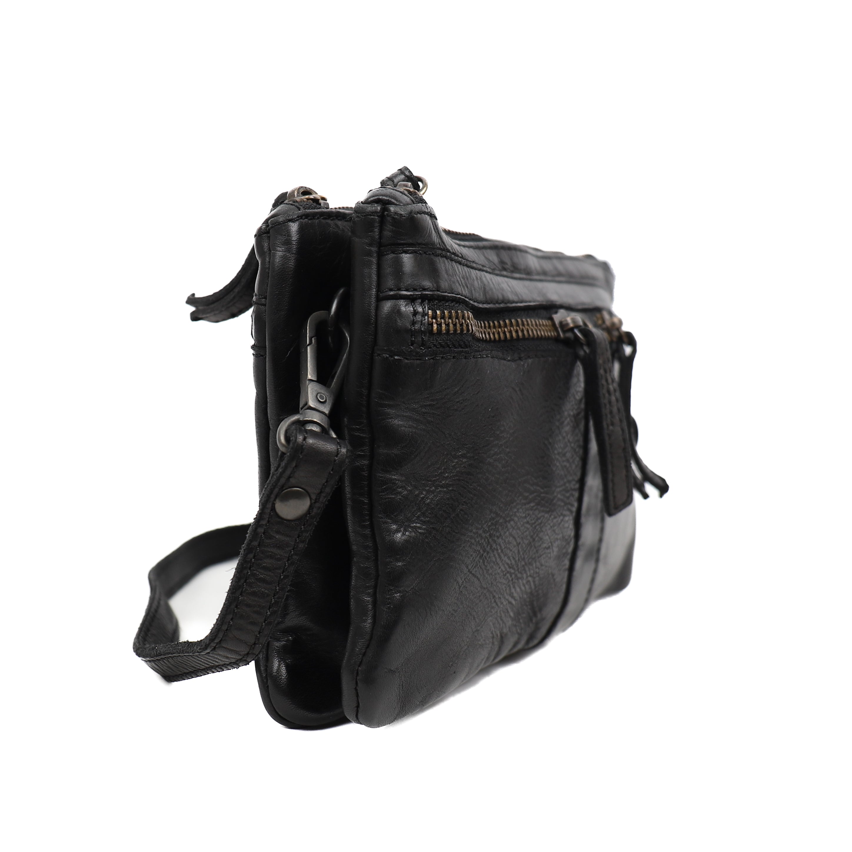 Shoulder bag double zipper 'Linda' black